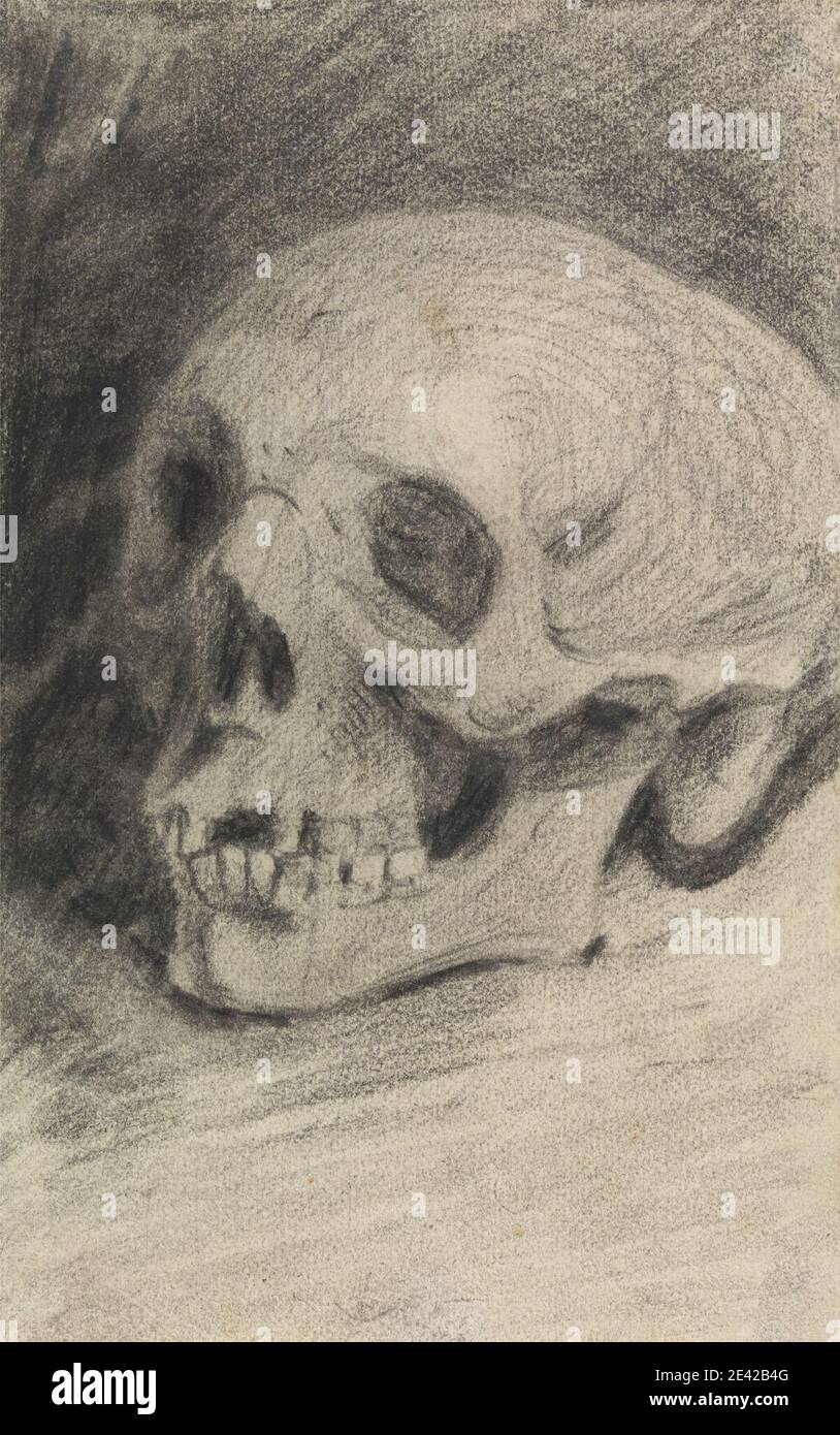 Benjamin Robert Haydon, 1786â–1846, British, Study of a Skull, 1805. Gesso nero su carta media, moderatamente testurizzata, crema, wove. Studio anatomico, cranio (componente scheletro) Foto Stock