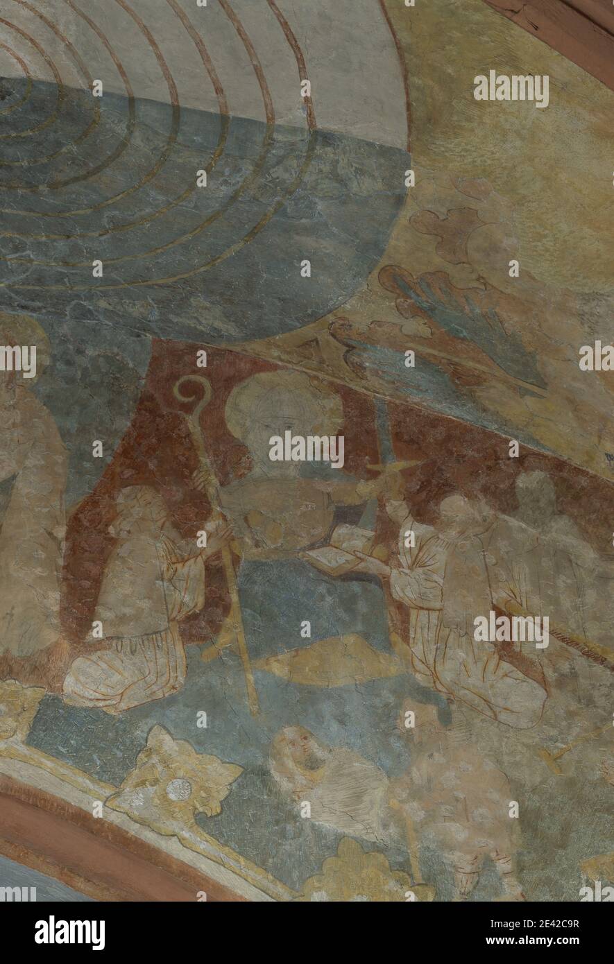 Evangelische Martinskirche, Chorfresko: Schulblatt¸den Kanton Unternehmen und Verkauf von Dienstleistungen Foto Stock