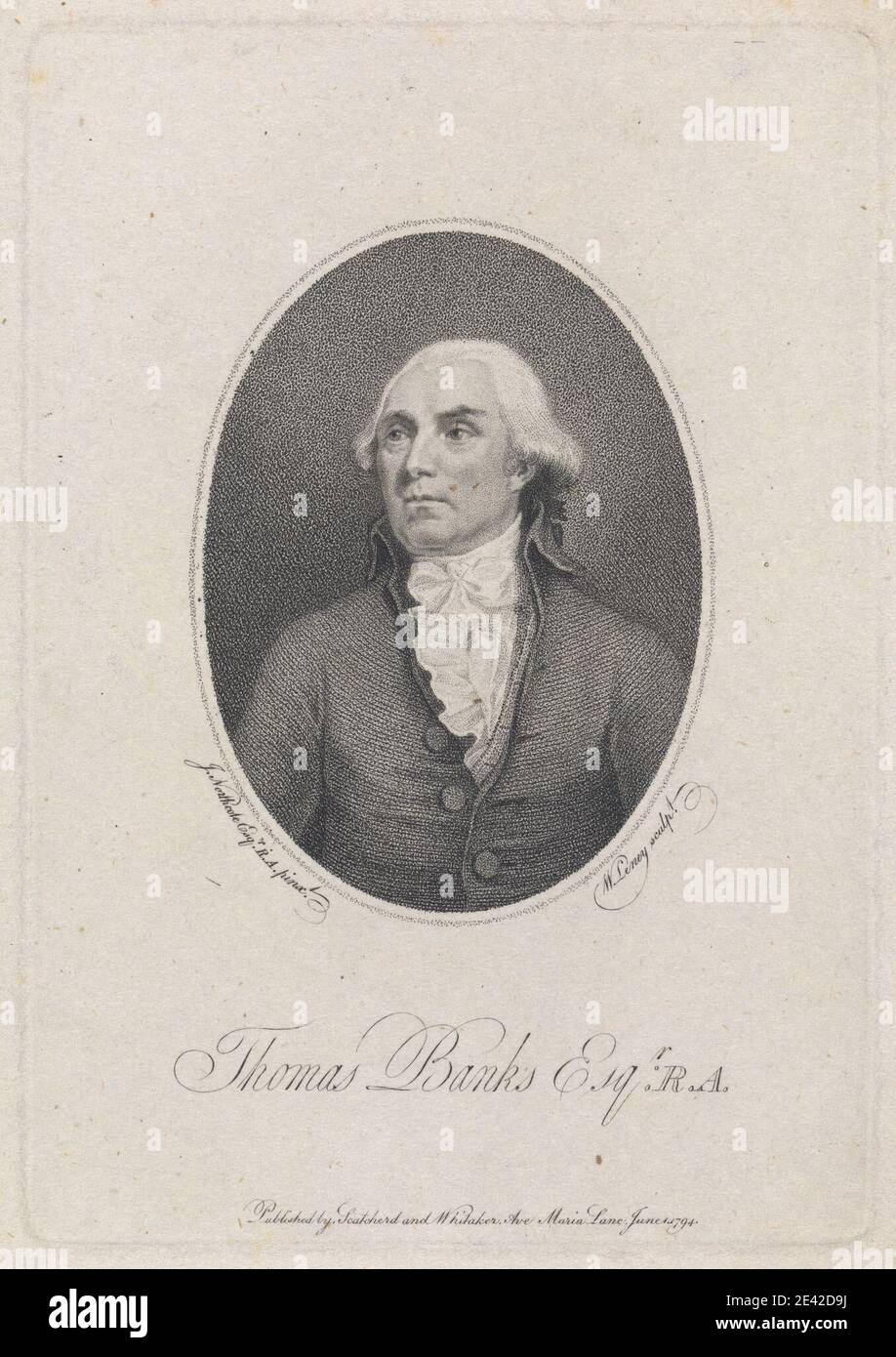 Stampa di William S. Leney, 1769â–1831, British, Thomas Banks, Esqr., R.A. figure (rappresentazioni) Foto Stock