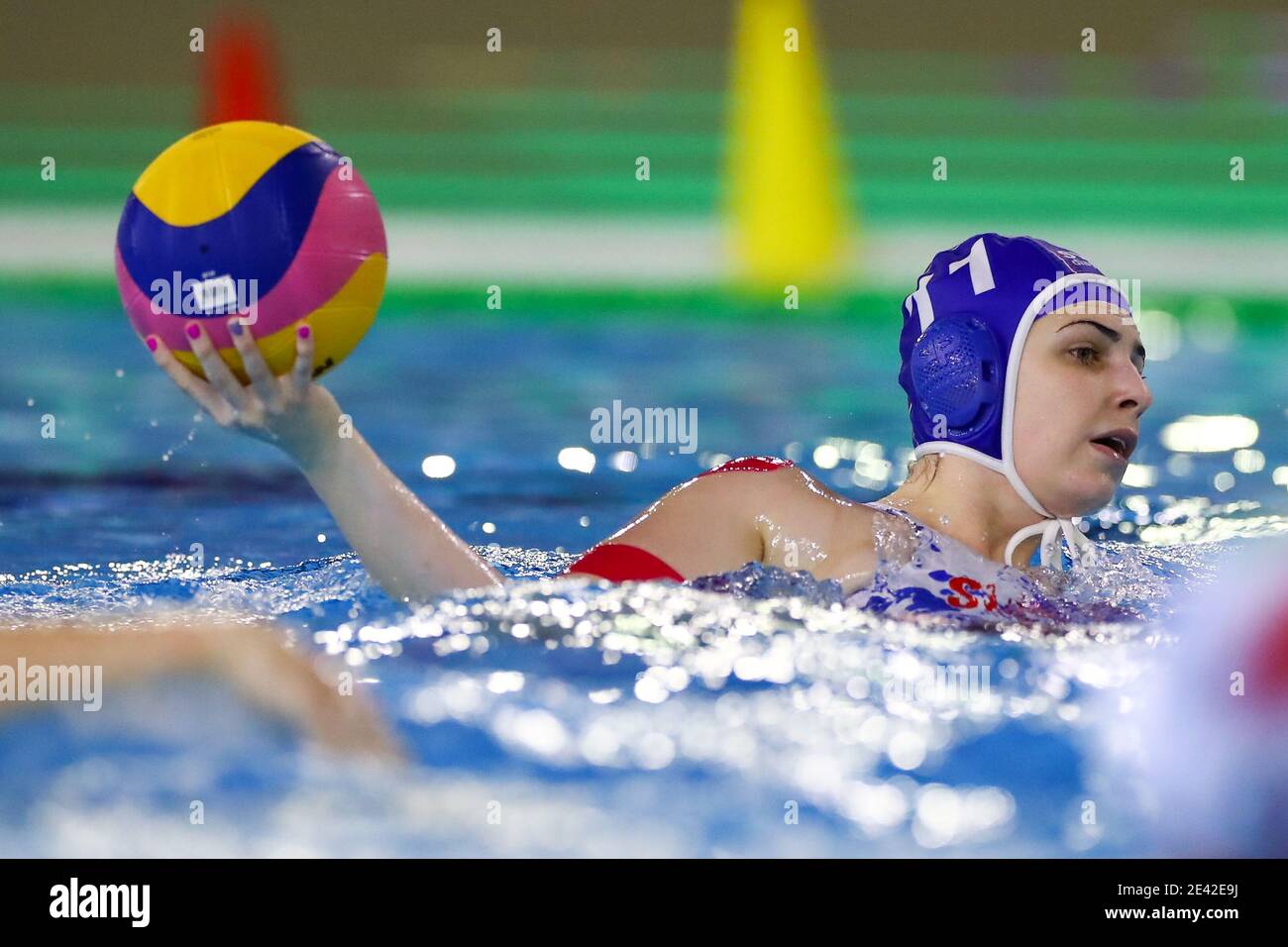 TRIESTE, ITALIA - GENNAIO 21: Daniela Katlovska della Slovacchia durante la partita tra Italia e Slovacchia al Torneo di qualificazione delle Olimpiadi di polo idrico femminile al Centro Acquatico Bruno Bianchi il 21 gennaio 2021 a Trieste (Foto di Marcel ter Bals/Orange Pictures/Alamy Live News) Foto Stock