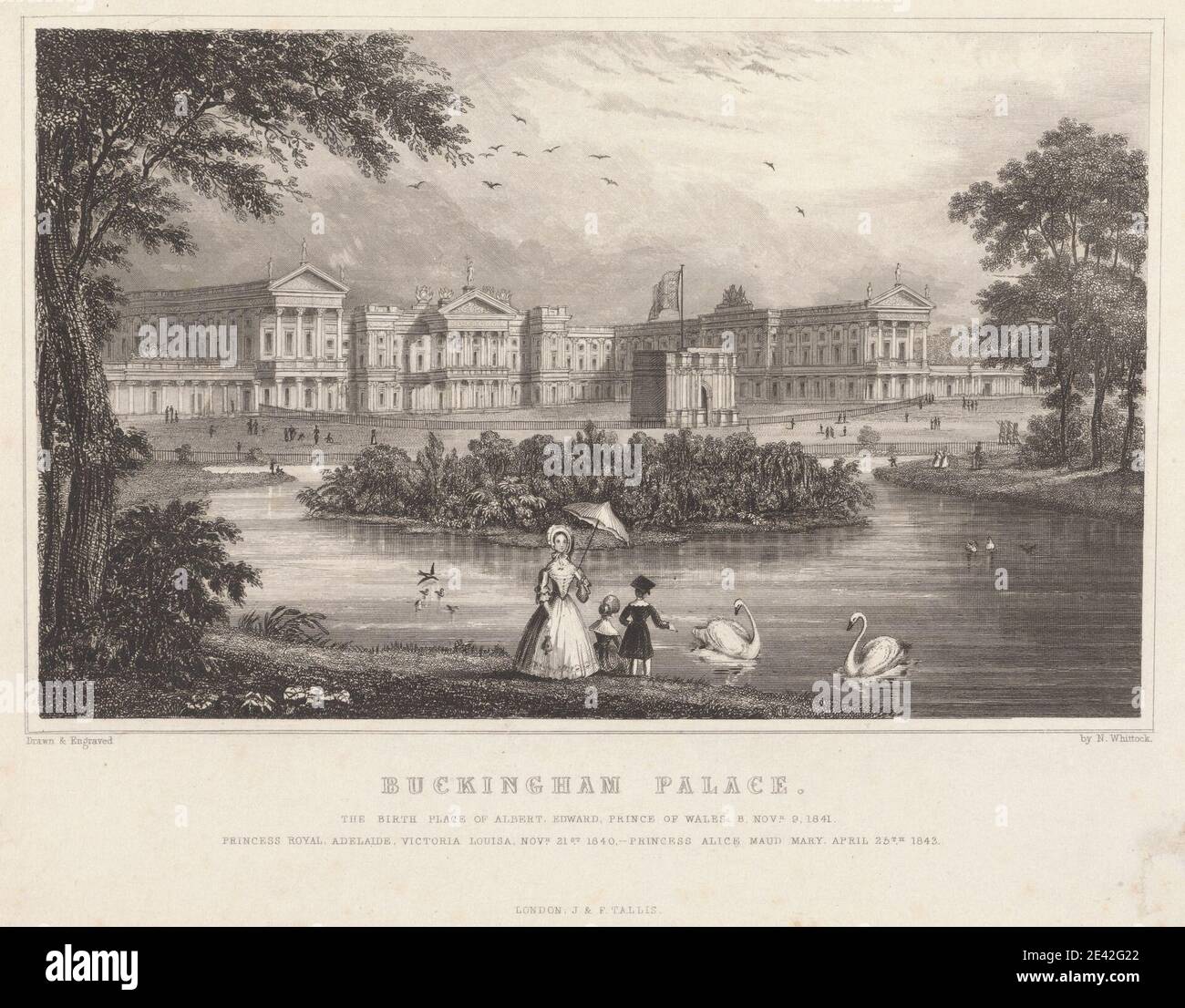Nathaniel Whittock, 1791â-1860, British, Buckingham Palace: Dalla mappa 'Premier' di Londra e dintorni. Incisione. Foto Stock