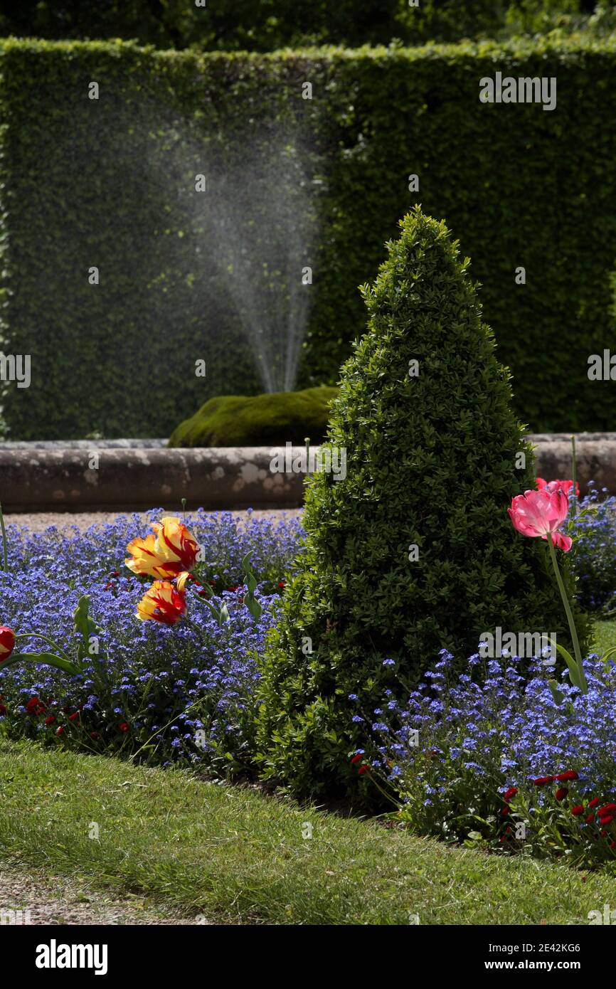 Blumengarten an der Orangerie von 1821 Foto Stock