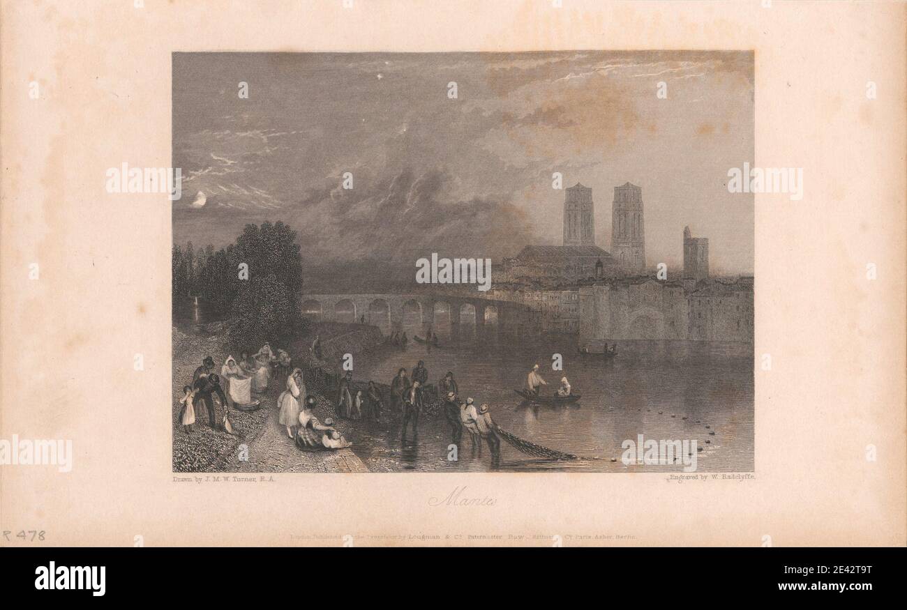 William Radclyffe, 1780â–1855, British, Mantes, 1835. Incisione di linea, terzo stato. Foto Stock