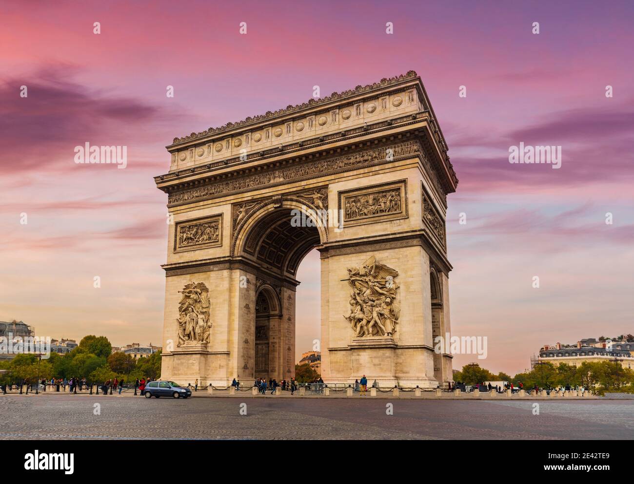 Arc de Triomphe Place de l'Etoile a Parigi, Francia Foto Stock