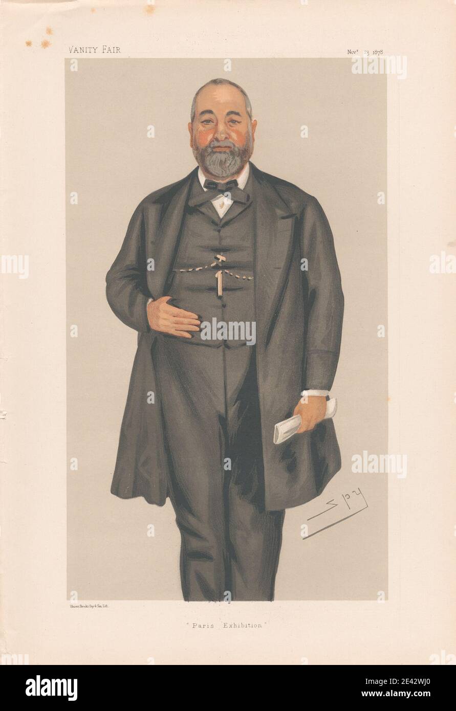 Leslie Matthew 'Sty' Ward, 1851â-1922, British, Vanity Fair - Artist. 'Paris Exhibition'. Sir Francis Philip Cunliffe Owen. 23 1878 novembre 1878. Cromolitografia. Foto Stock