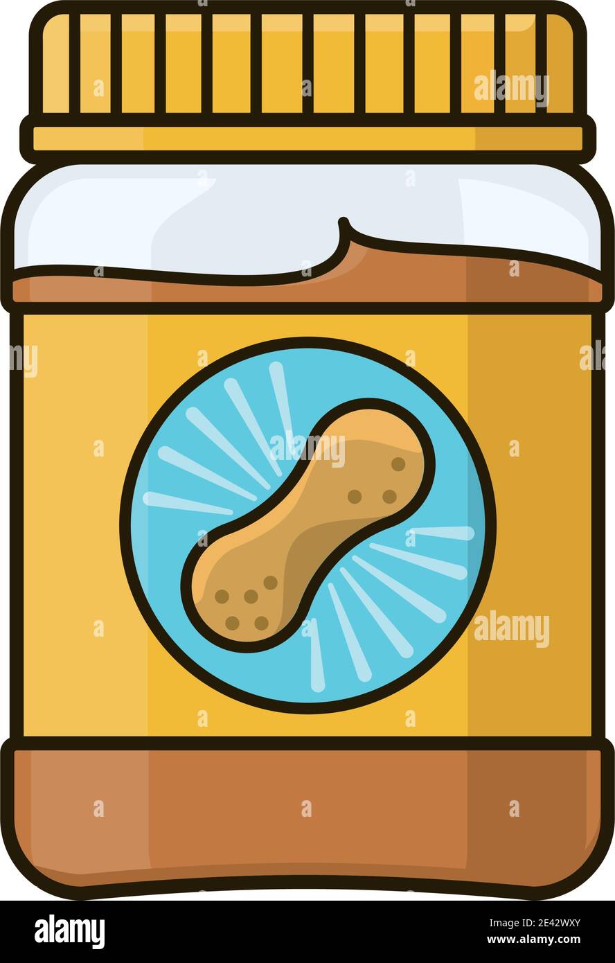 Vaso di burro di arachidi isolato vettore illustrazione per la Giornata delle arachidi il 13 settembre. Simbolo di diffusione. Illustrazione Vettoriale