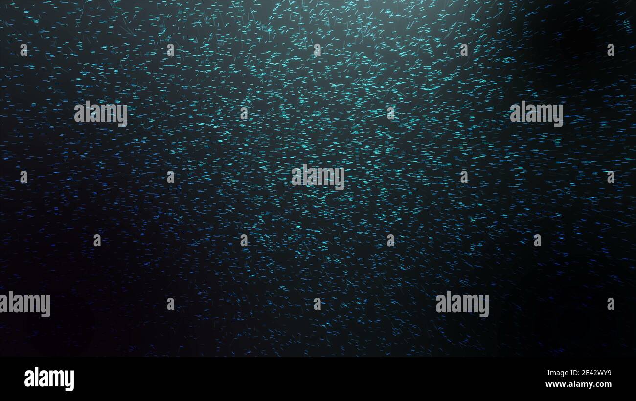 Particelle astratte Grafica creativa. Su particelle di sfondo nero che rimbalzano, flusso, caduta. Banner texture illustrazione, sfondo per il tuo sito web proj Foto Stock