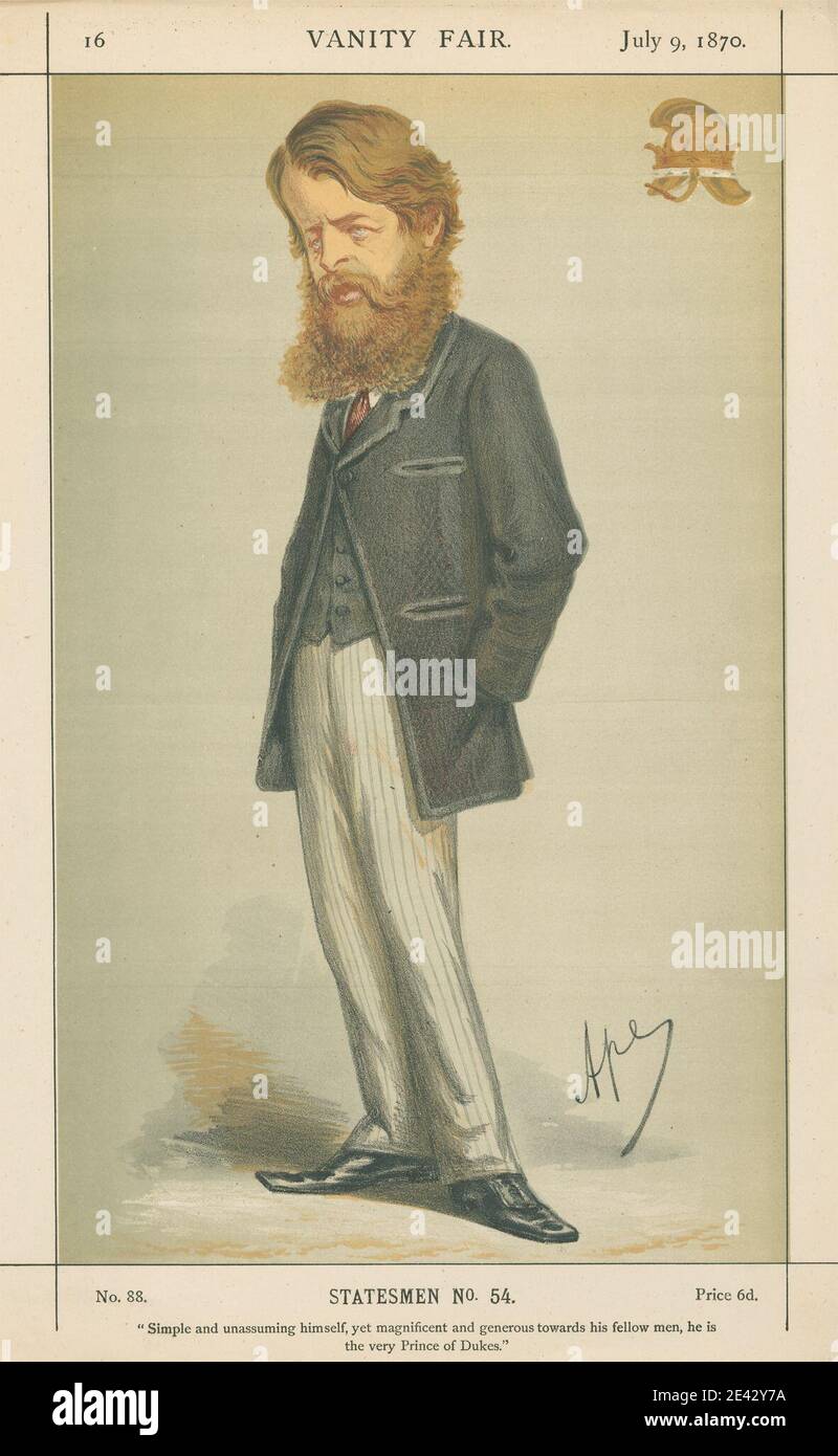 Carlo Pellegrini, 1839â–1889, Italiano, Fiera della vanità: Regalità; 'impaziente e incommensurabile se stesso, ma magnifico e generoso verso i suoi compagni uomini, è il Principe dei Duchi', il Duca di Sutherland, 9 luglio 1870, 1870. Cromolitografia. Foto Stock