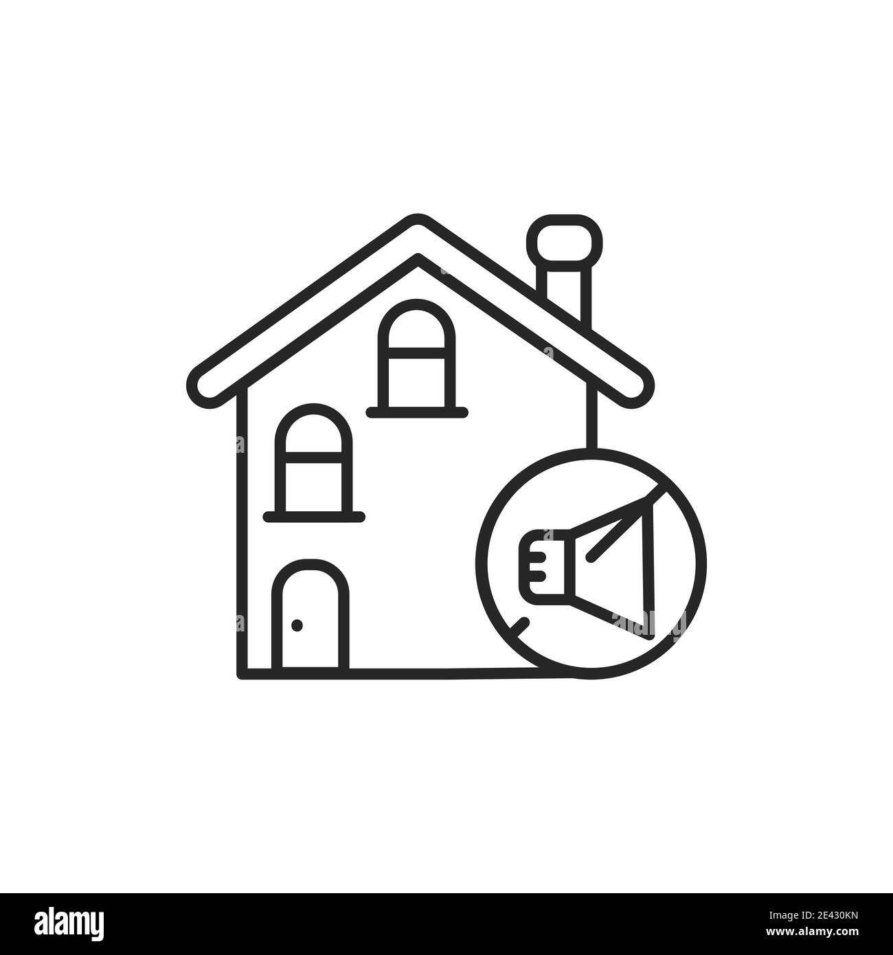 Icona della linea di colori della casa insonorizzata. Pittogramma per pagina web, app mobile, promo. Illustrazione Vettoriale