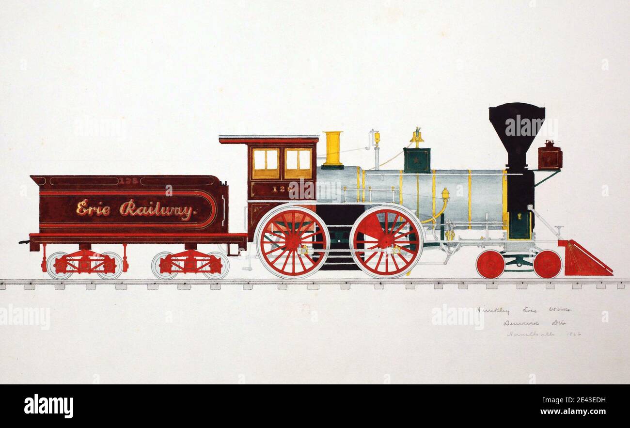 Le illustrazioni di stile della locomotiva a vapore vintage e della tenera  incisione al carbone una ferrovia Foto stock - Alamy