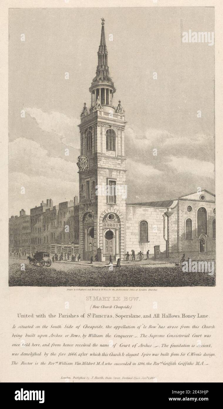 William Wise, Active 1823â–1876, British, St. Mary le Bow, 1812. Incisione. Foto Stock