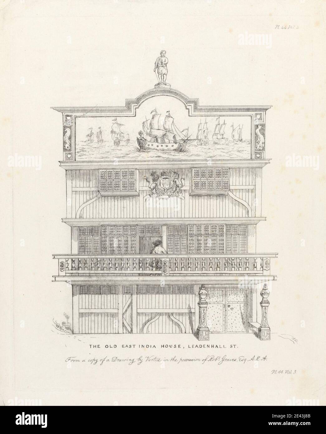 William B. Rye, attivo 1851â–1853, The Old East India House, Leadenhall Street, 1851. Incisione. Foto Stock