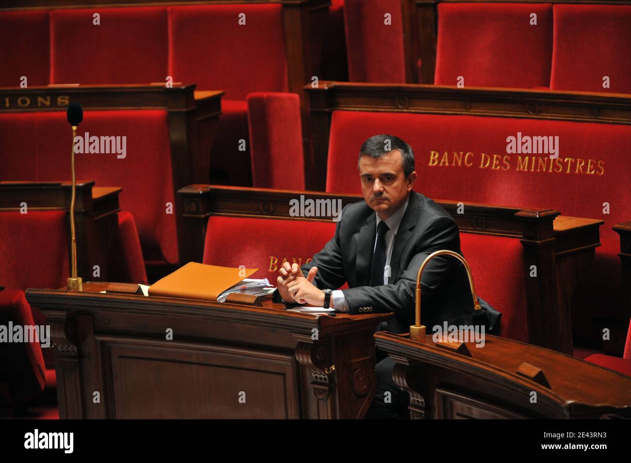 Yves Jego, ministro francese junior per l'oltremare, durante la discussione del progetto per lo sviluppo economico dei dipartimenti d'oltremare all'Assemblea nazionale di Parigi, Francia, il 6 aprile 2009. Foto di Mousse/ABACAPRESS.COM Foto Stock