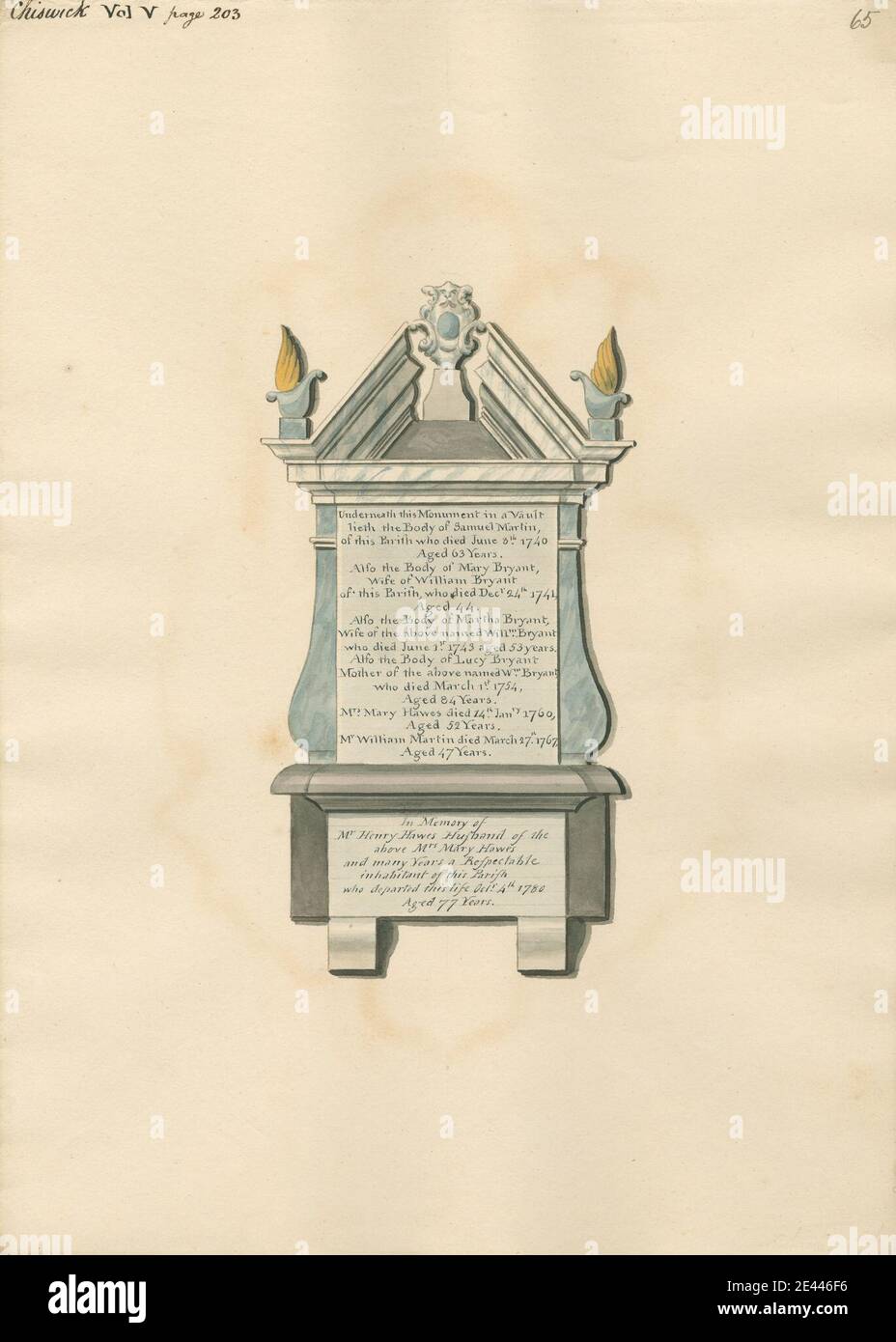 Attribuito a Daniel Lysons, 1762â–1834, British, Memorial a Samuel Martin, Mary Bryant, Martha Bryant, Lucy Bryant, Mary Hawes, William Martin e Henry Hawes dalla Chiesa di Chiswick, tra il 1796 e il 1811. Penna e inchiostro nero, acquerello e gouache su grafite media, leggermente testurizzata, carta di wove crema. Soggetto architettonico , chiesa , memoriale. Chiswick , Inghilterra , Grande Londra , Londra , Chiesa di San Nicola , Regno Unito Foto Stock Attribuito a Daniel Lysons, 1762â–1834, British, Memorial a Samuel Martin, Mary Bryant, Martha Bryant, Lucy Bryant, Mary Hawes, William Martin e Henry Hawes dalla Chiesa di Chiswick, tra il 1796 e il 1811. Penna e inchiostro nero, acquerello e gouache su grafite media, leggermente testurizzata, carta di wove crema. Soggetto architettonico , chiesa , memoriale. Chiswick , Inghilterra , Grande Londra , Londra , Chiesa di San Nicola , Regno Unito Foto Stock