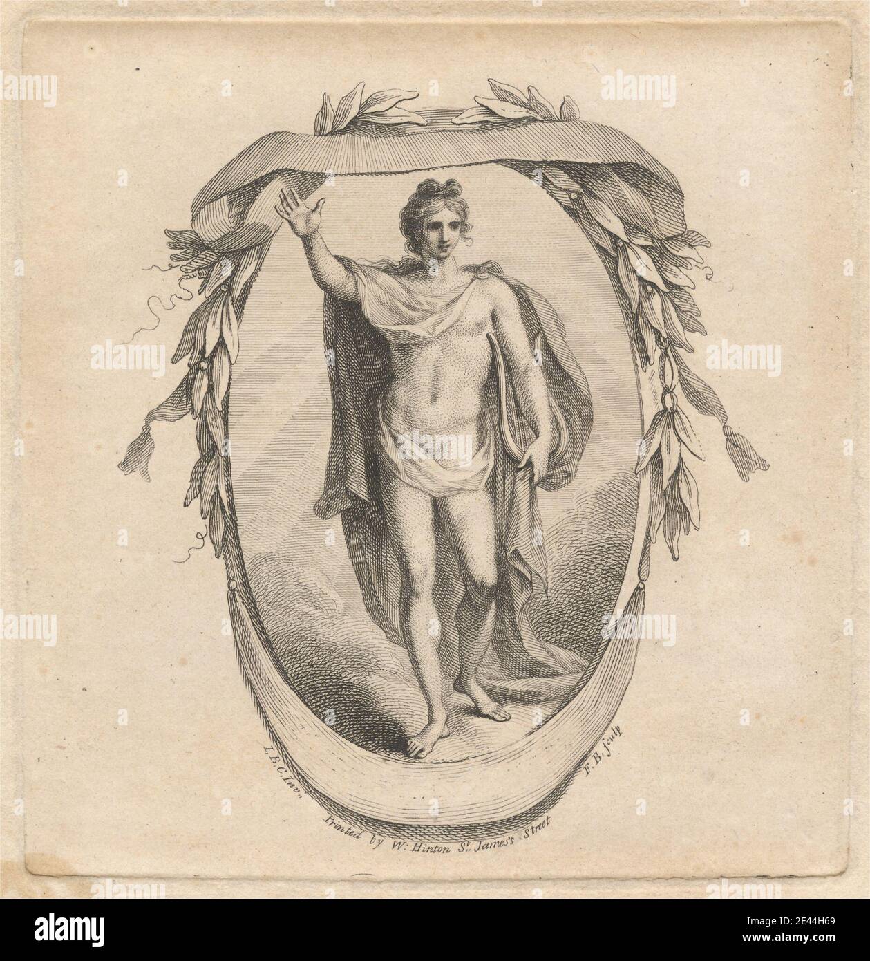 Francesco Bartolozzi RA, 1728â–1815, italiano, attivo in Gran Bretagna (1764â–99), biglietto a beneficio del Sig. Borghi, 1780. Incisione e incisione a filo su carta media, leggermente testurizzata, a crema. Foto Stock