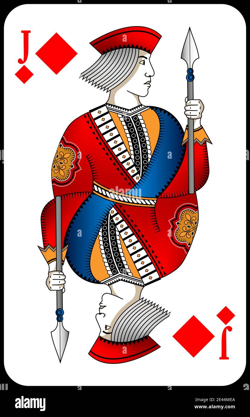 Poker giocare a poker jack diamanti. Nuovo design delle carte da gioco. Illustrazione Vettoriale