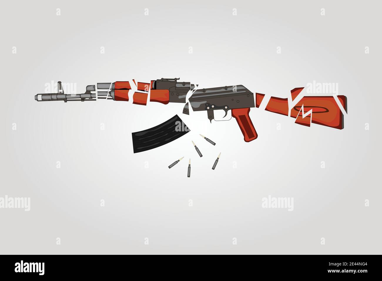 La pistola è rotta in piccoli pezzi Illustrazione Vettoriale