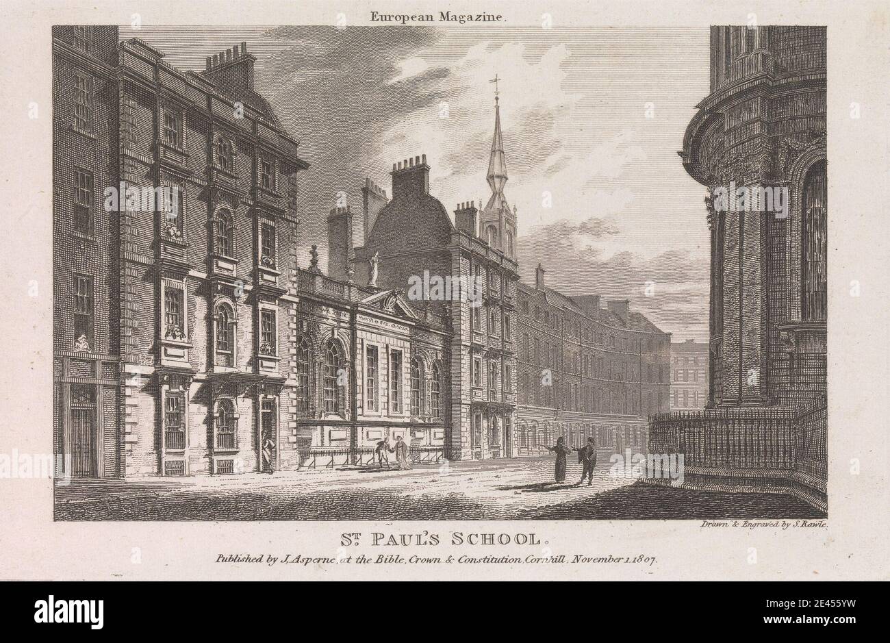 Samuel Rawle, 1771â–1860, British, St. Paul's School, 1807. Incisione. Foto Stock