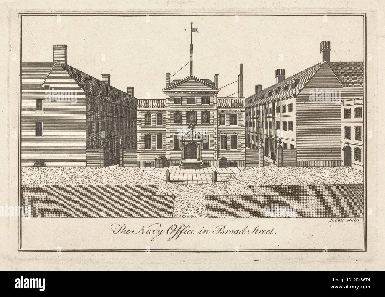 Benjamin Cole, 1697â–1783, British, The Navy Office in Broad Street (dovrebbe essere Seething Lane), non datata. Incisione. Foto Stock