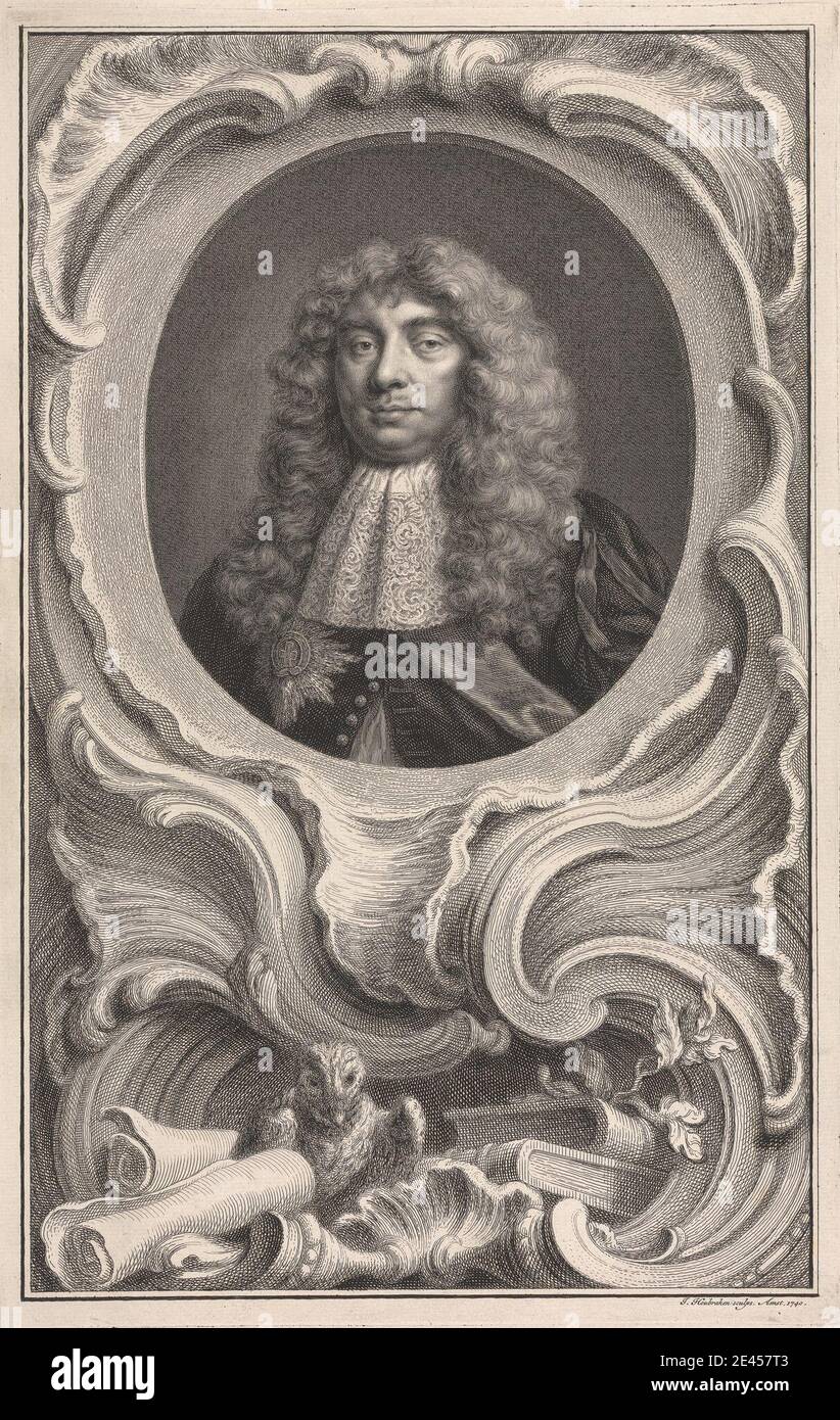 Jacobus Houbraken, 1698â–1780, olandese, John Maitland, duca di Lauderdale, 1740. Incisione; prova prima delle lettere, con il nome e la data dell'incisore. Foto Stock