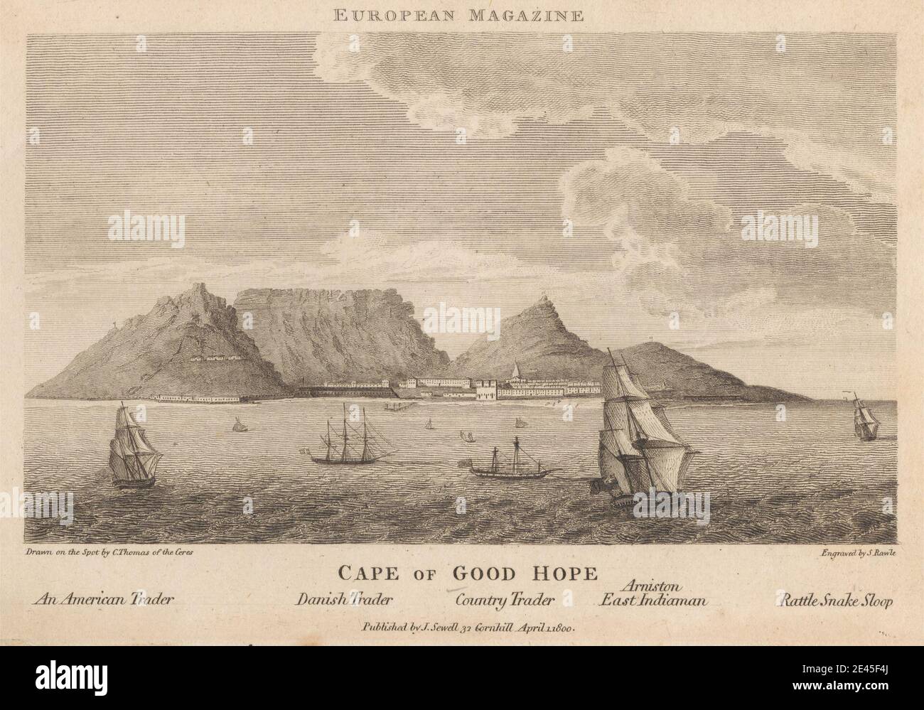 Stampa realizzata da Samuel Rawle, 1771â–1860, British, Cape of Good Hope, 1800. Incisione e incisione di linee su carta di wove di media consistenza leggermente cremosa. Foto Stock