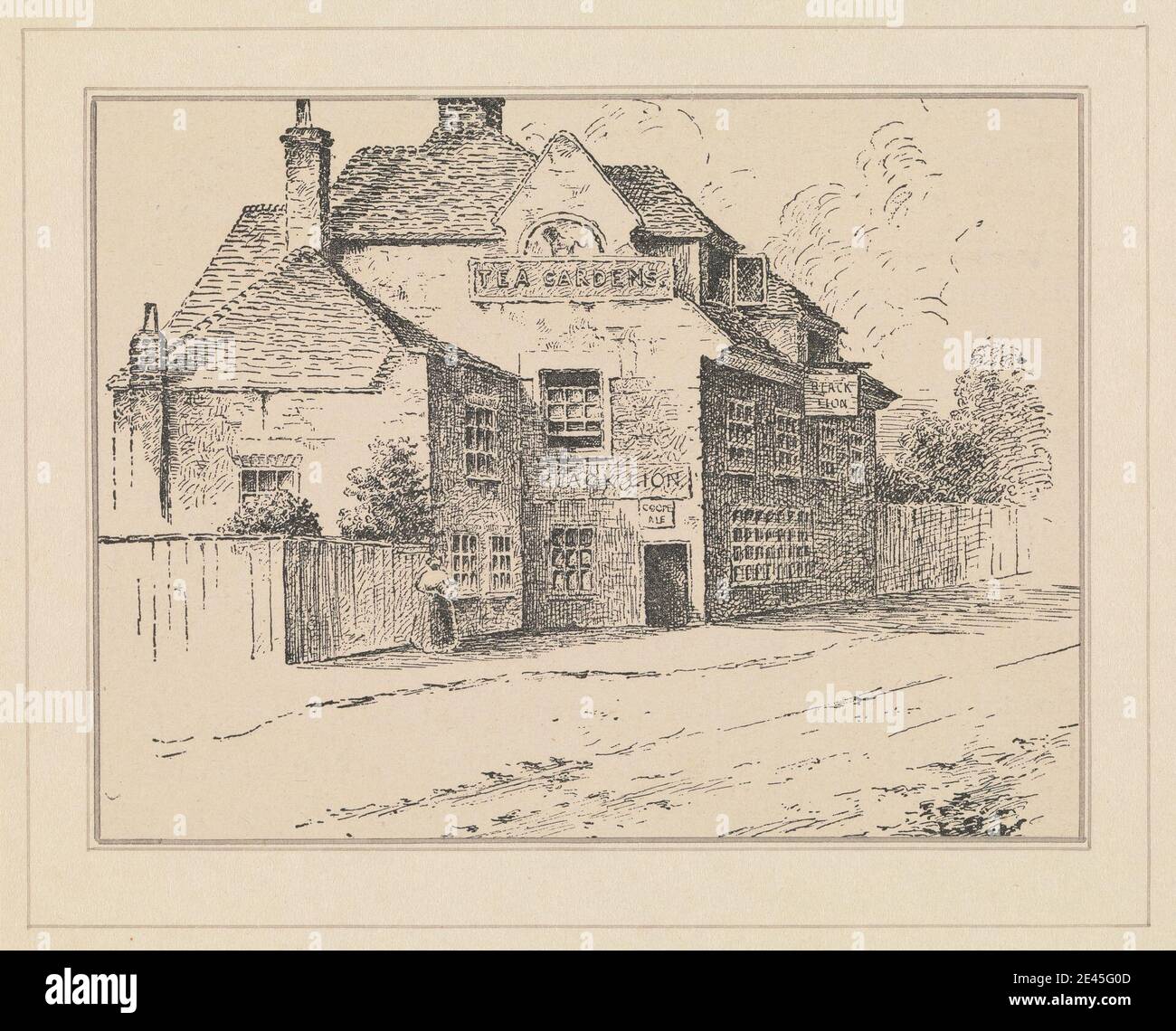Artista sconosciuto, XIX secolo, Black Lion Tea Gardens, non datato. Incisione. Foto Stock