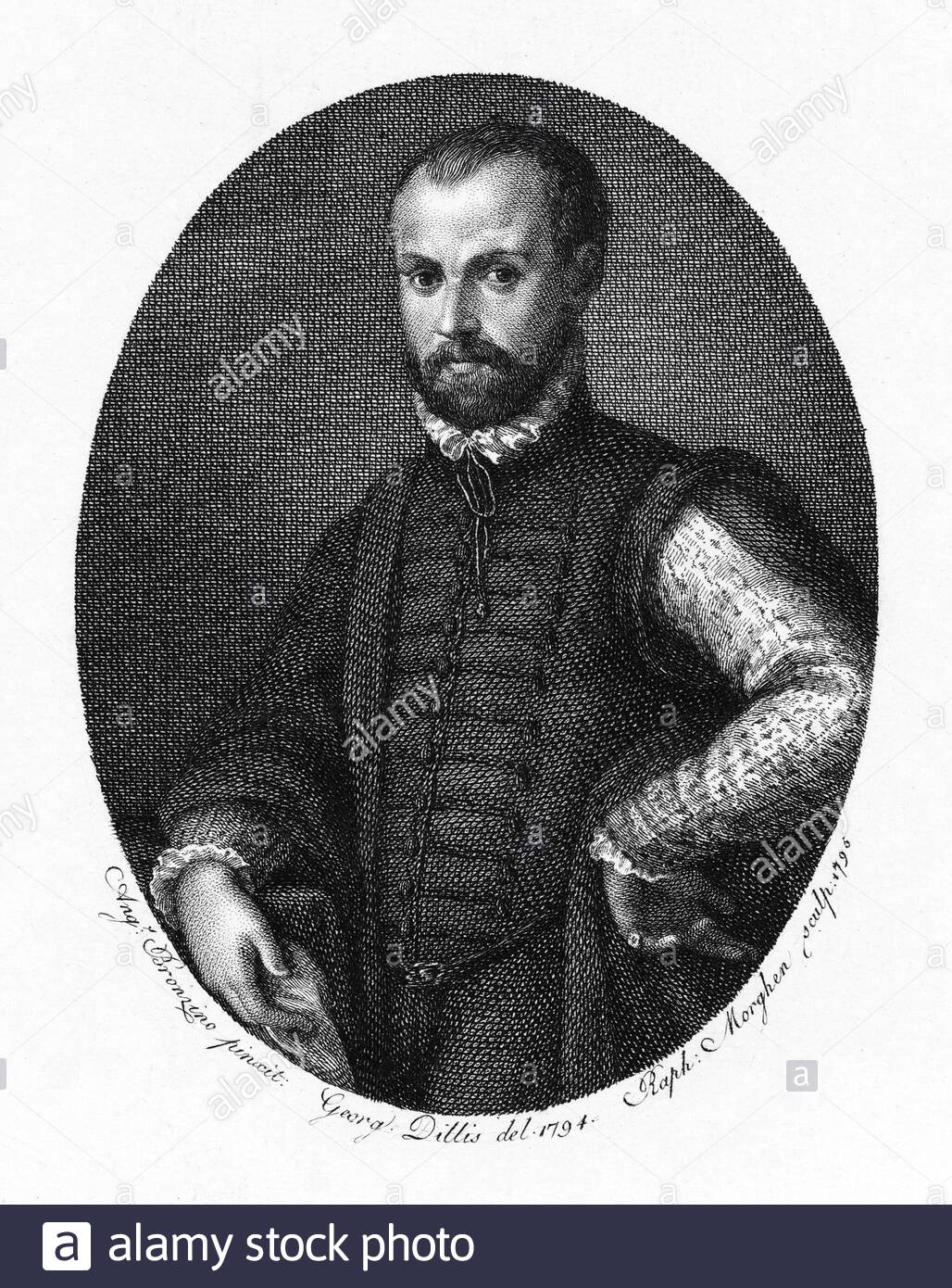 Niccolò di Bernardo dei Machiavelli, 1469 – 1527, è stato un diplomatico, filosofo e scrittore italiano del Rinascimento, illustratore d'epoca del 1801 Foto Stock