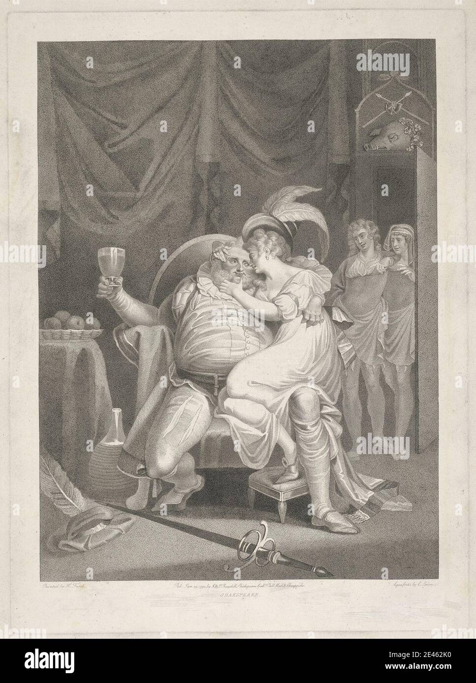 William S. Leney, (e C. Leney ), 1769â–1831, britannico, Enrico IV: Parte II, atto II, scena IV. Foglio di apprendimento della bambola, Falstaff, Henry & Poins, 1803. Incisione. Shakespeare, William (1564â-1616), drammaturgo e poeta Foto Stock