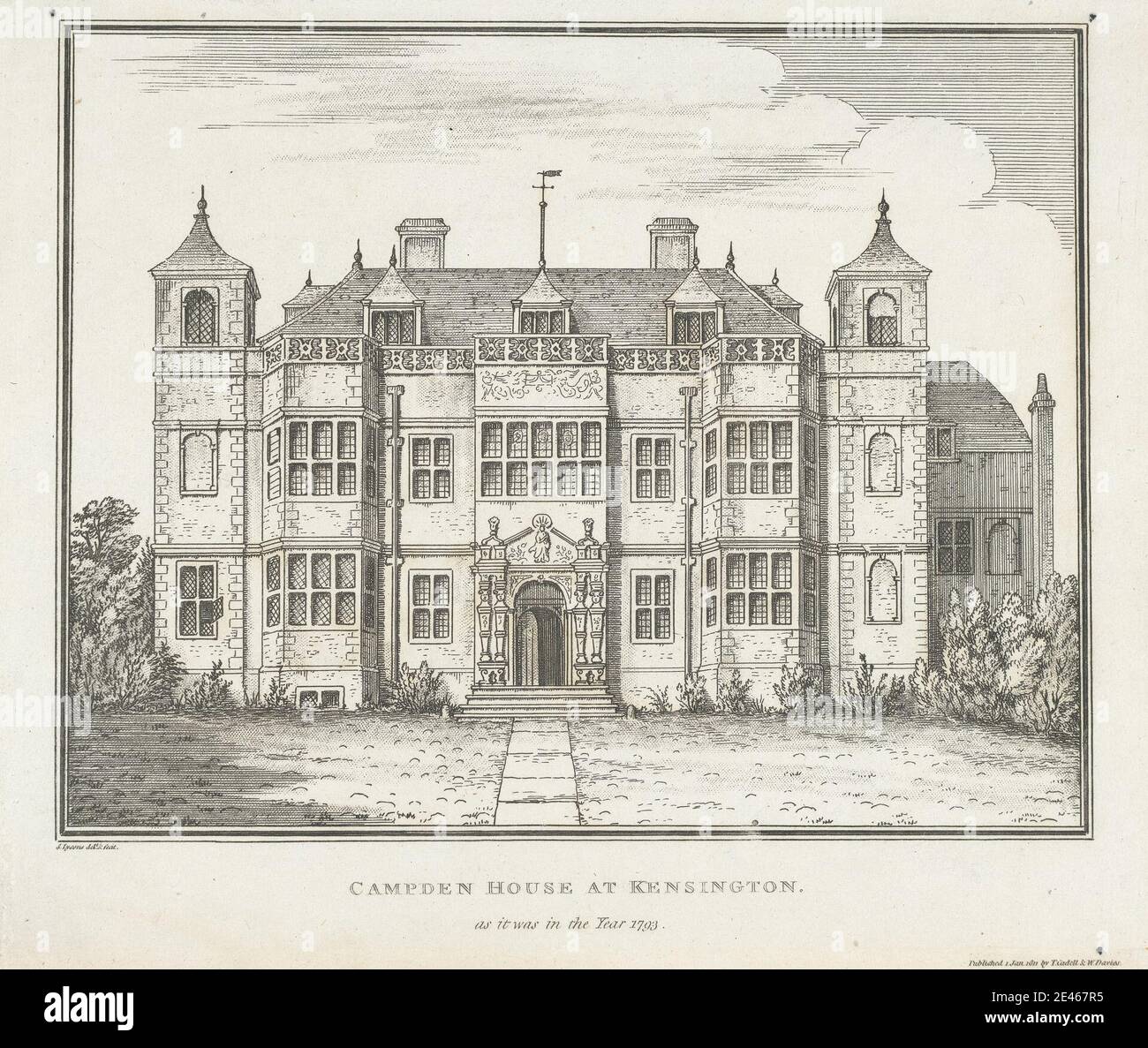 Samuel Lysons, 1763â–1819, British, Campden House a Kensington, 1811. Incisione. Foto Stock Samuel Lysons, 1763â–1819, British, Campden House a Kensington, 1811. Incisione. Foto Stock