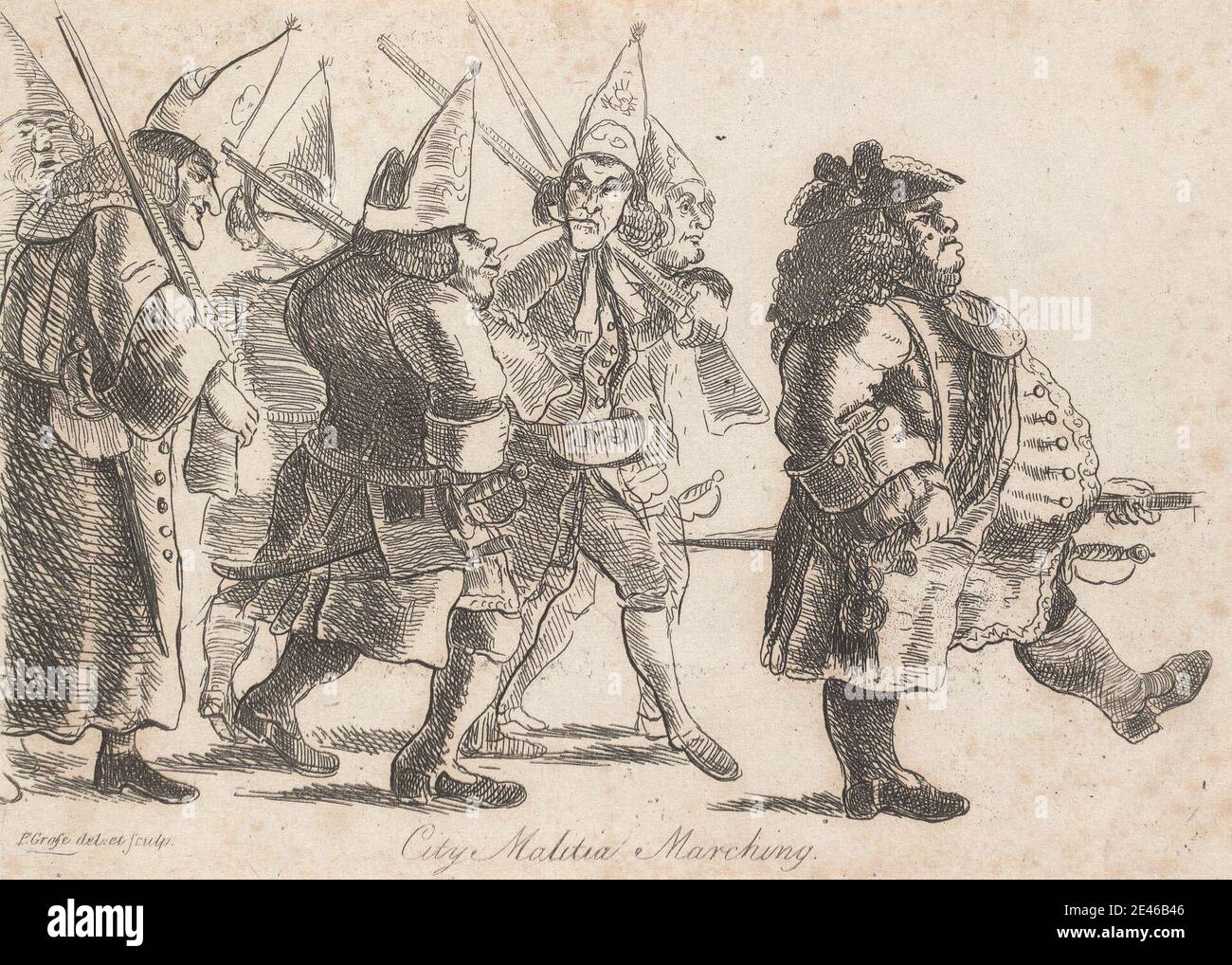 Capt. Francis Grose, 1731â–1791, British, City Malitia (sic) Marching, ca. 1788. Disincrostazione elettrolitica. Foto Stock