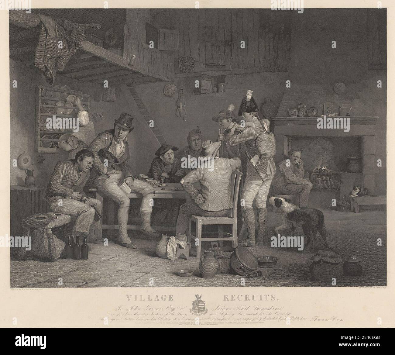 Charles Fox, 1749â–1809, British, Village Recruits, 1838. Incisione. Foto Stock