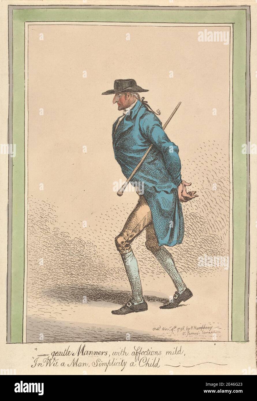 James Gillray, 1757â–1815, britannico, -Gentle manners, con affezioni mite, in Wit a Man, Simplicity a Child, 1798. Acquaforte, colorata a mano. Foto Stock