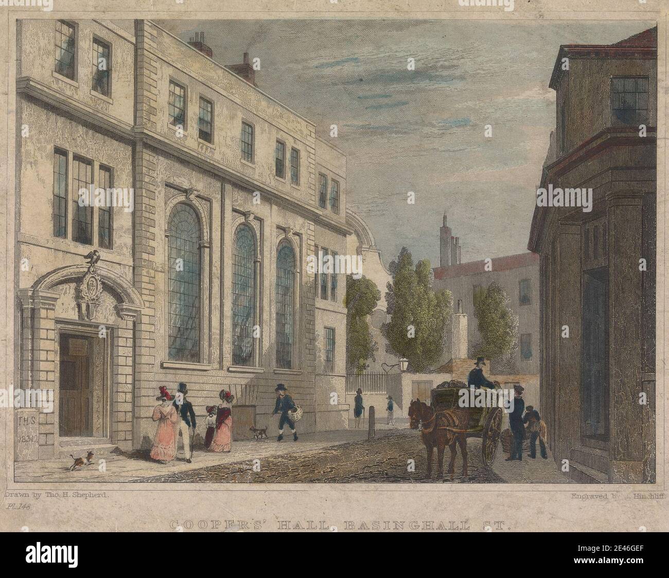 John J. Hinchliff, 1805â–1875, British, Coopers Hall, Basinghall Street. Incisione colorata a mano. Foto Stock