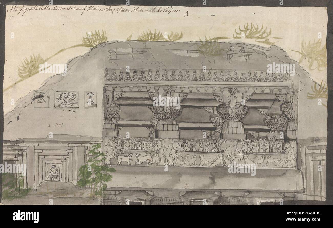 Gangaram Chintaman Tambat, attivo 1790 s, anglo-indiano, Jagannatha Sabha, non datato. Acquerello e grafite con penna e inchiostro nero su carta media, leggermente testurizzata, crema. Soggetto architettonico Foto Stock