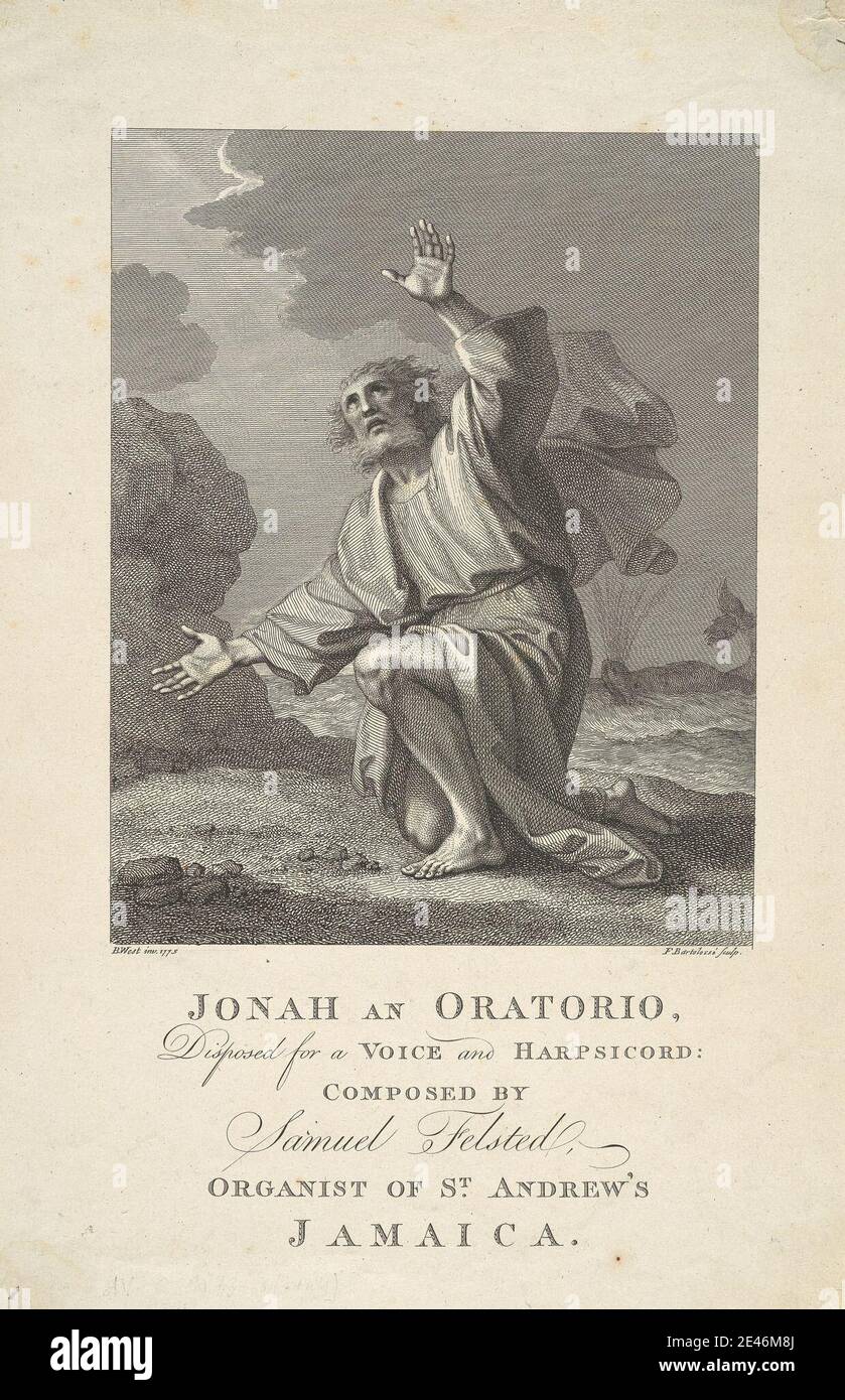 Francesco Bartolozzi RA, 1728â–1815, italiano, attivo in Gran Bretagna (1764â–99), Giona, Oratorio, ceduto a voce e clavicord. Incisione. Foto Stock