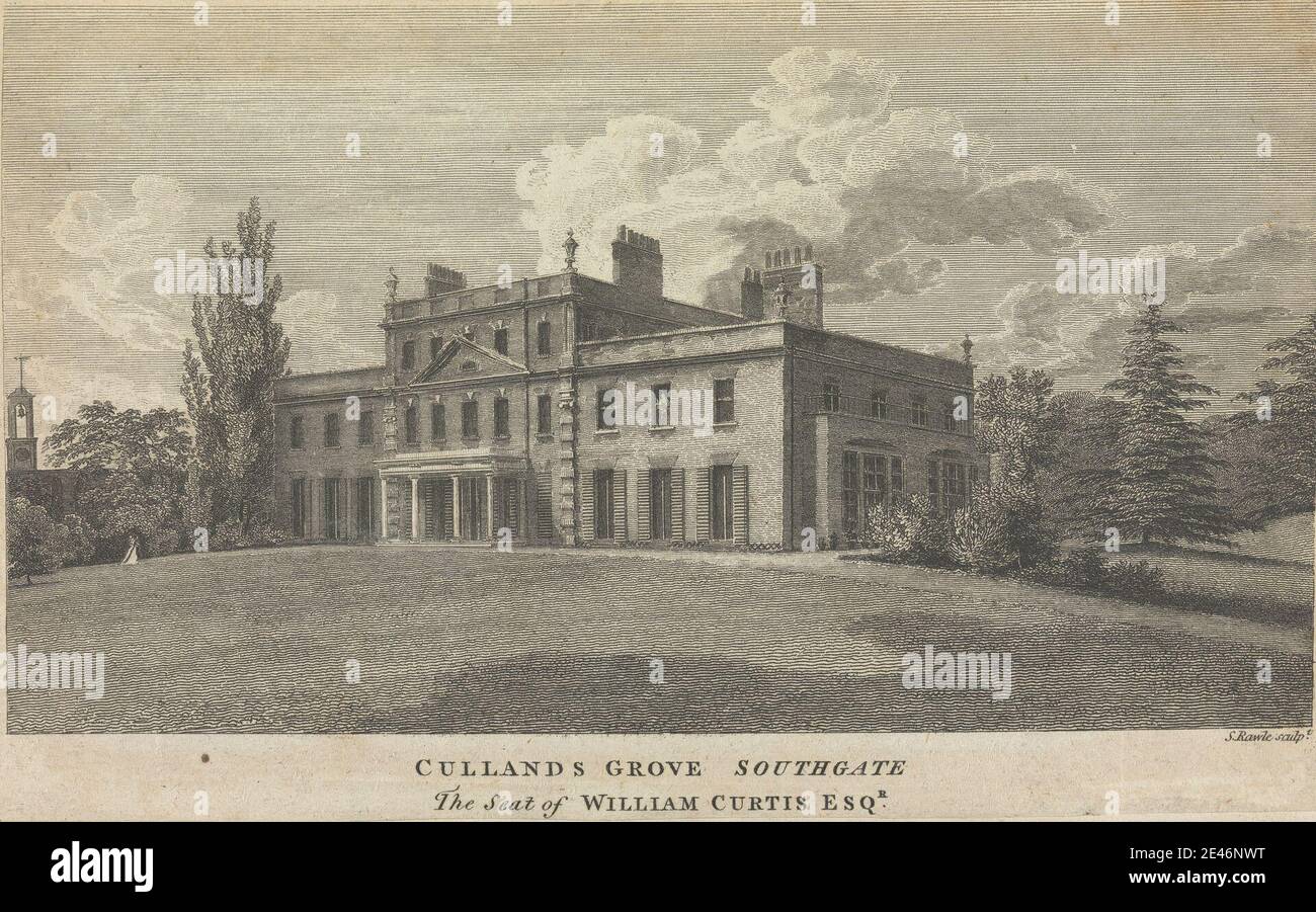 Samuel Rawle, 1771–1860, British, Cullands Grove Southgate, la sede di William Curtis, Esquire; pagina 83 (Volume uno). Dominio pubblico Foto Stock