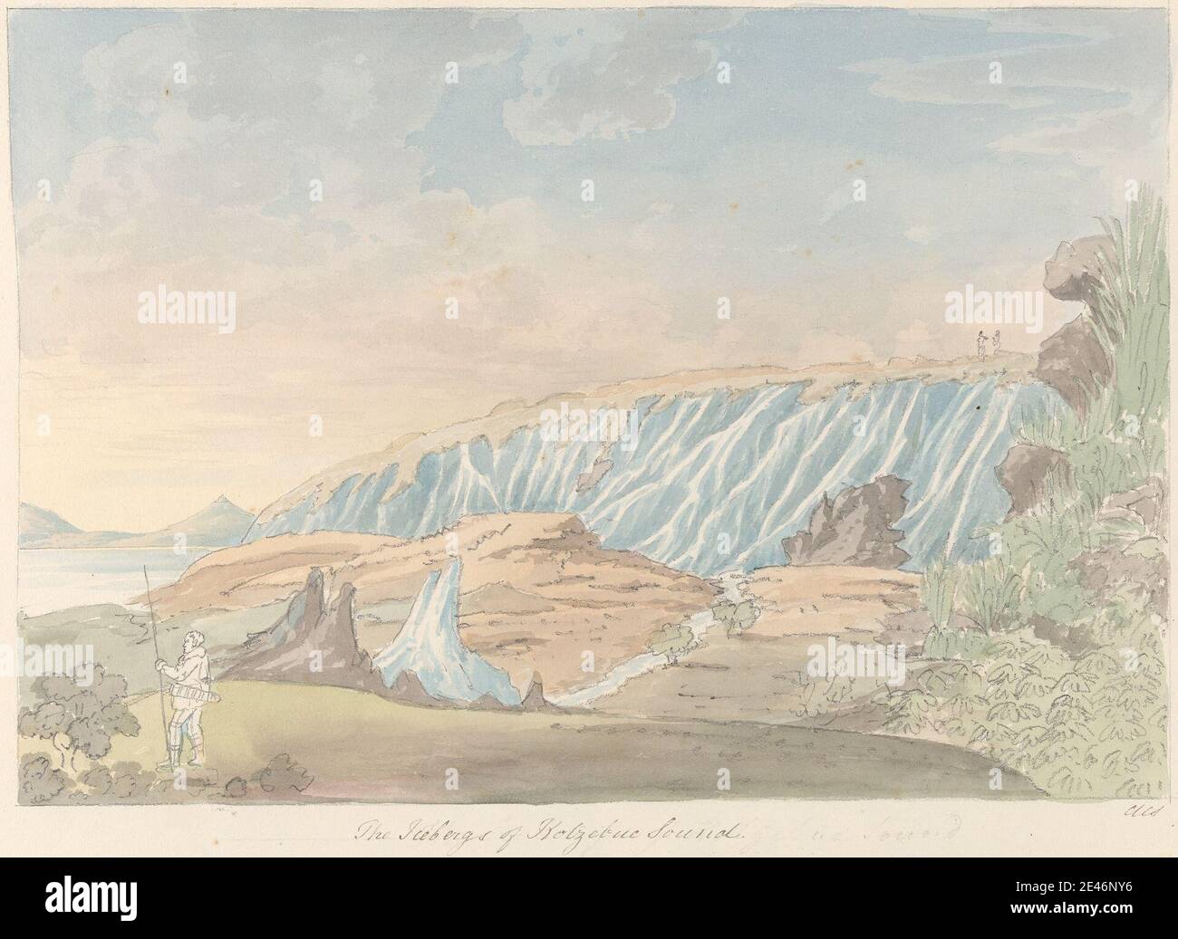 Charles Hamilton Smith, 1776–1859, belga, gli iceberg di Kotzebue Sound, non datati. Acquerello e grafite su carta di wove crema moderatamente spessa, moderatamente testurizzata. Paesaggio, arte marina Foto Stock