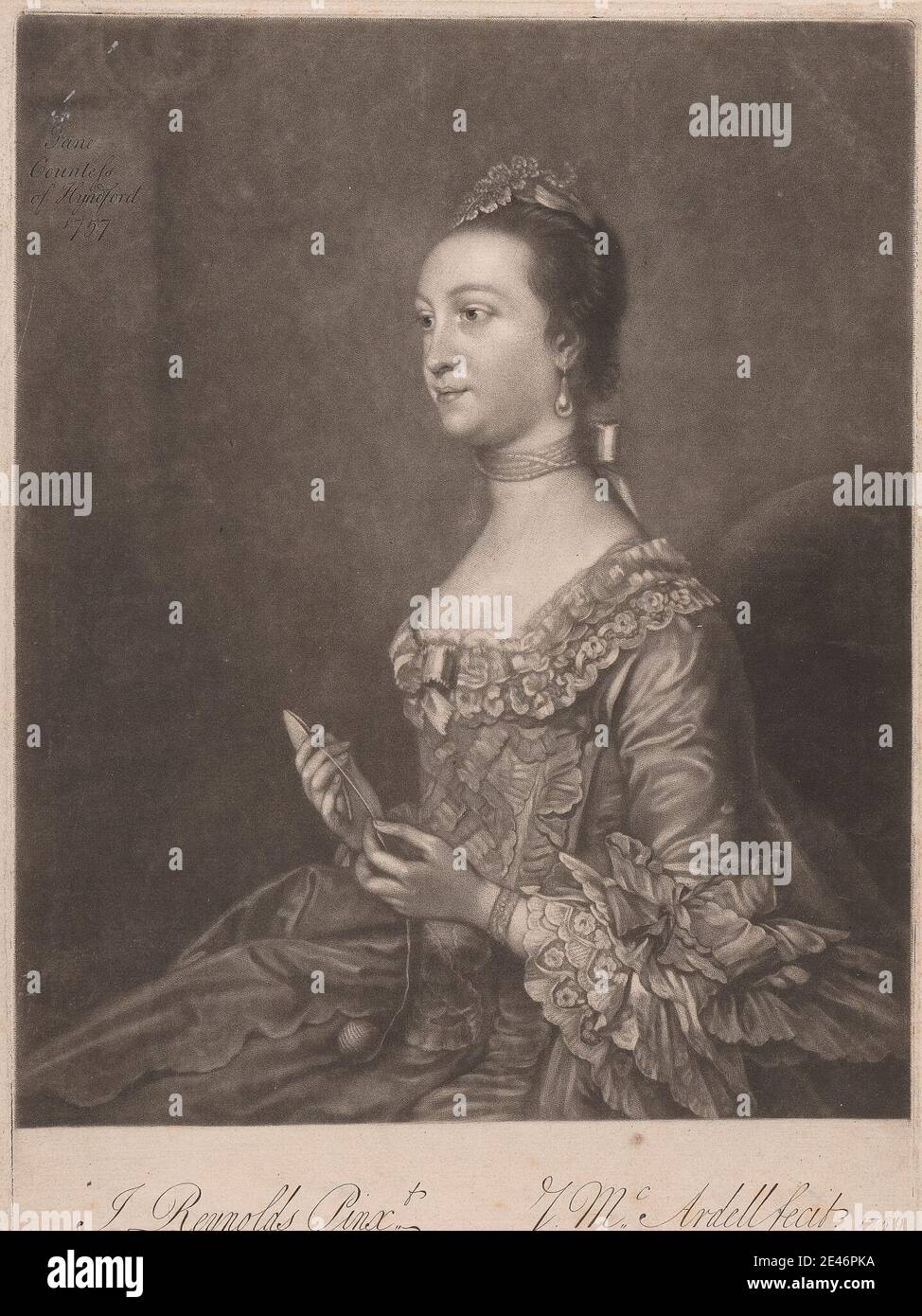 James McArdell, ca. 1729–1765, irlandese, Jane Contessa di Hyndford. Mezzotinta. Dominio pubblico Foto Stock