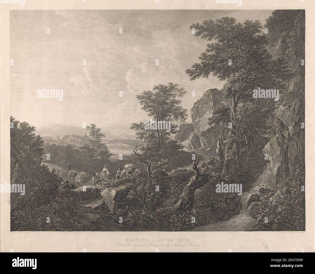 William Byrne, 1743–1805, inglese, mattina. Scogliere , collina , paesaggio , fiume , cascata , boschi Foto Stock William Byrne, 1743–1805, inglese, mattina. Scogliere , collina , paesaggio , fiume , cascata , boschi Foto Stock