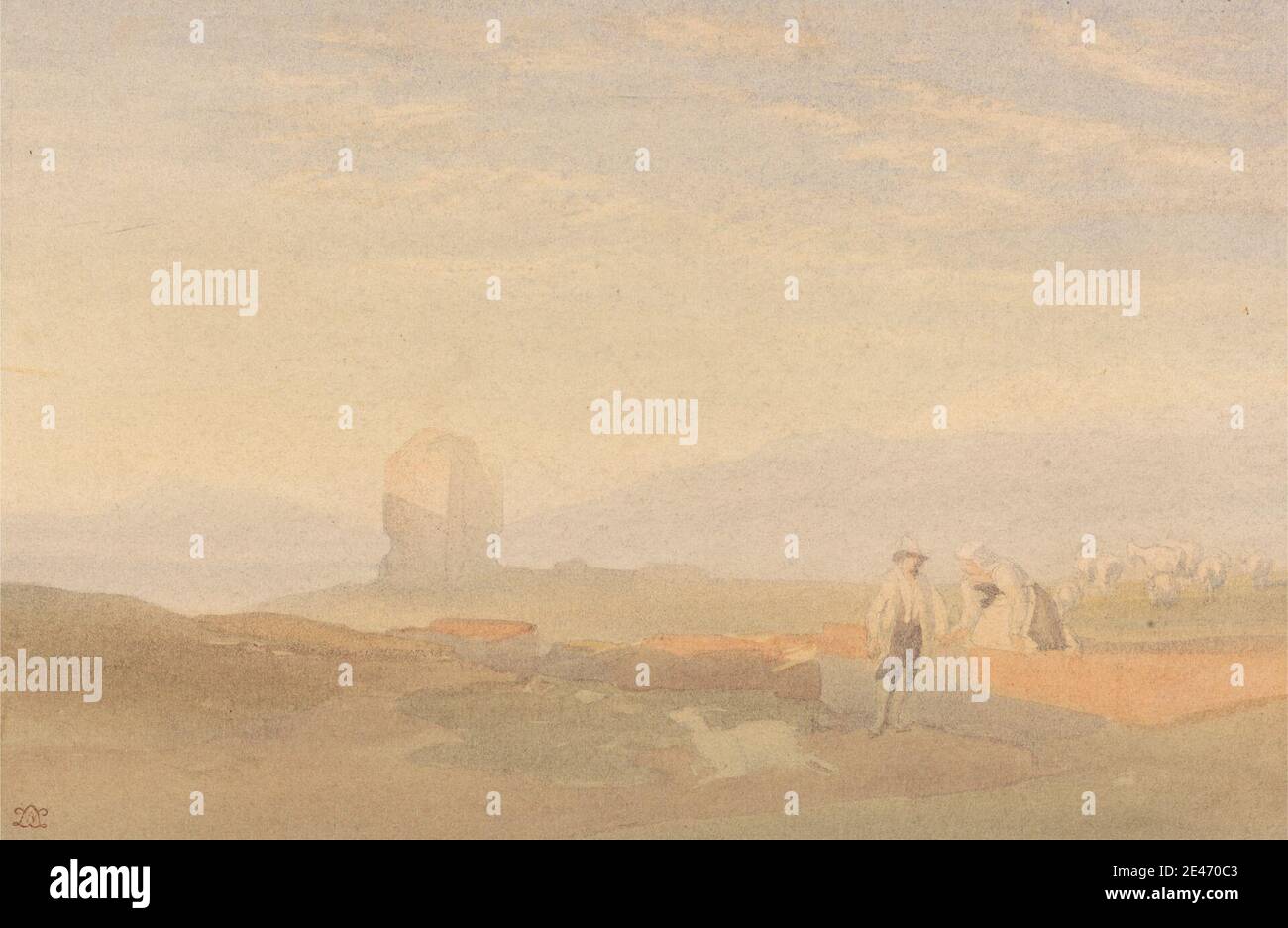 William Leighton Leitch, 1804–1883, inglese, Mist on the Downs, senza data. Acquerello e grafite su carta spessa, leggermente testurizzata, crema di wove. Fattoria , campi , capre , colline , paesaggio , nebbia Foto Stock William Leighton Leitch, 1804–1883, inglese, Mist on the Downs, senza data. Acquerello e grafite su carta spessa, leggermente testurizzata, crema di wove. Fattoria , campi , capre , colline , paesaggio , nebbia Foto Stock