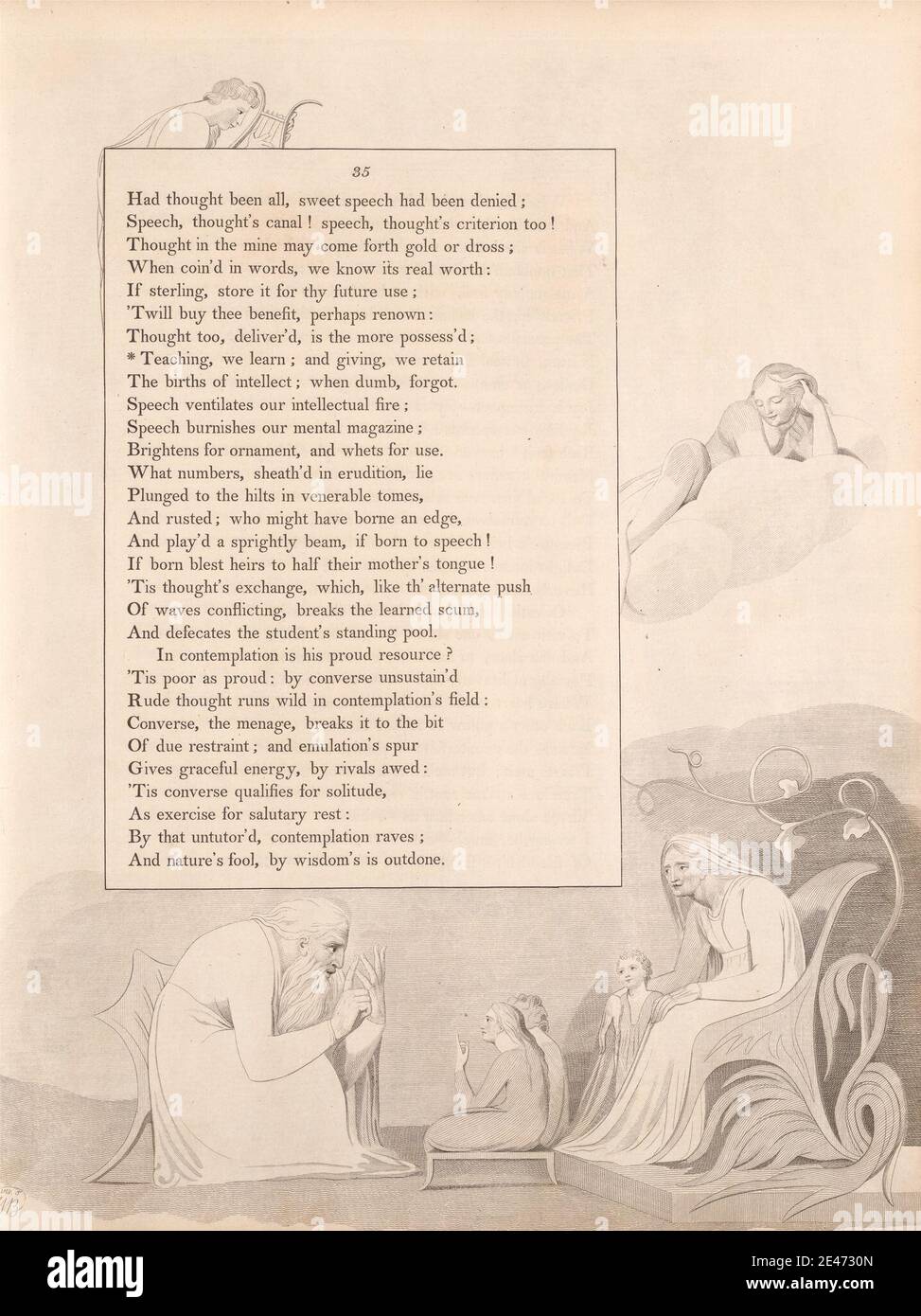 William Blake, 1757–1827, British, Plate 20 (pagina 35): 'Insegnare, impariamo; e dare, noi manteniamo', 1797. Incisione. Dominio pubblico Foto Stock