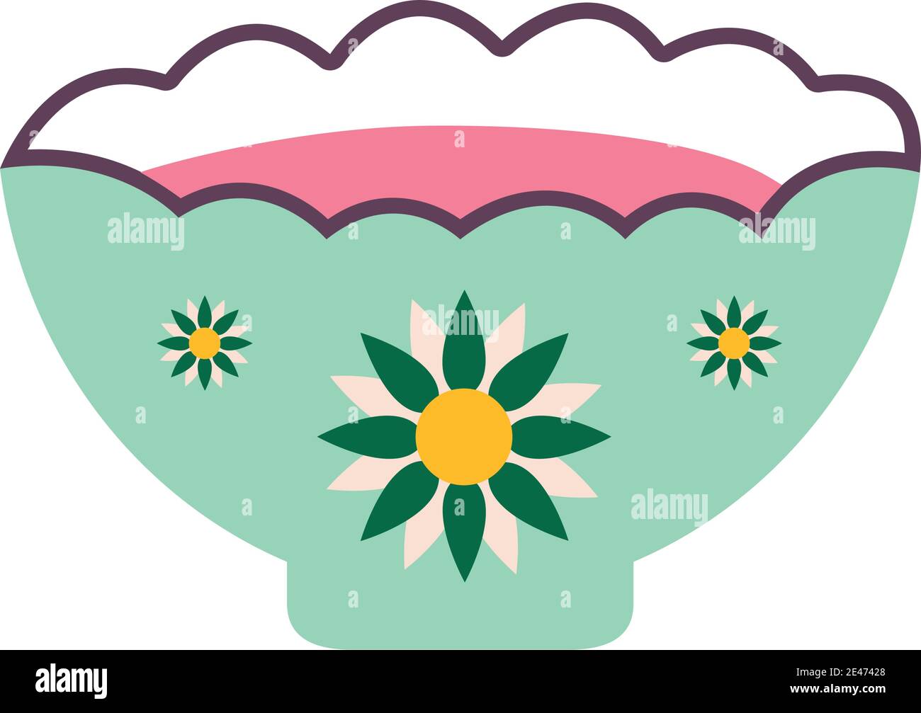 tazza di tè di colore verde e fiori Illustrazione Vettoriale