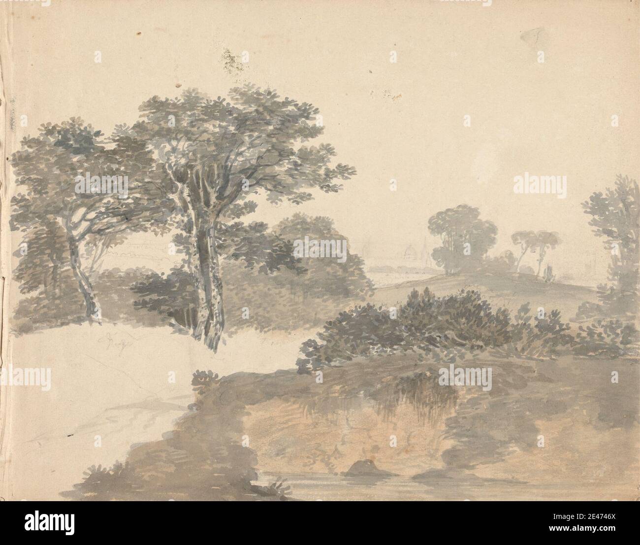 William Warren Porter, 1776–1804, inglese, inglese Landscape, non datato. Acquerello e grafite su carta wove media, crema, leggermente testurizzata. Soggetto architettonico Foto Stock