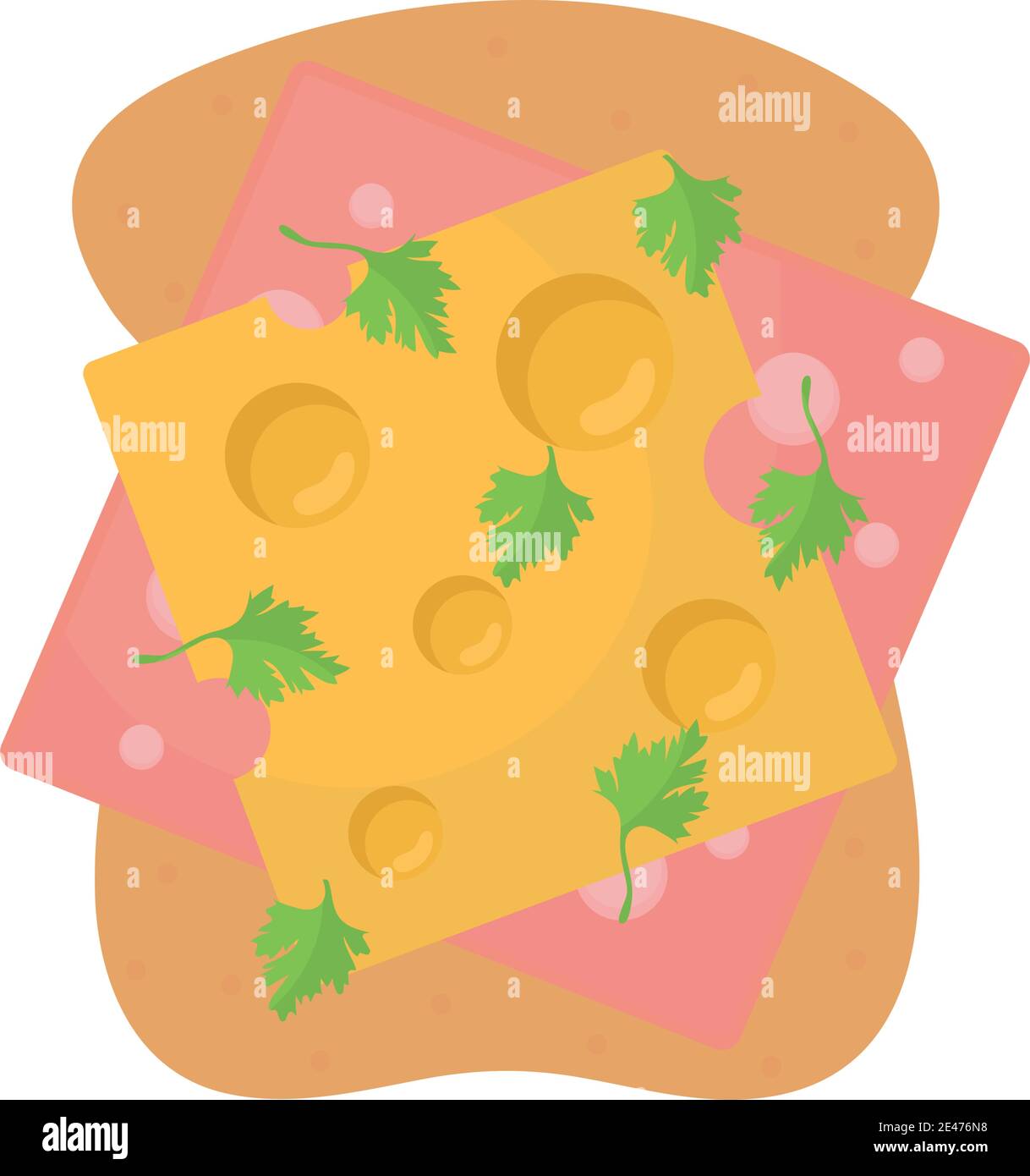pane con un pezzo di jamon e formaggio nel in cima Illustrazione Vettoriale