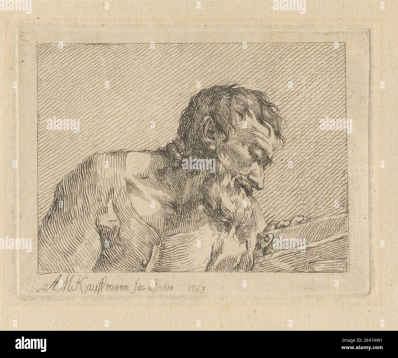 Angelica Kauffmann RA, 1741–1807, Svizzera, attiva in Gran Bretagna (1766–81), Busto di un'antica. Le Blanc 34. Incisione. Dominio pubblico Foto Stock