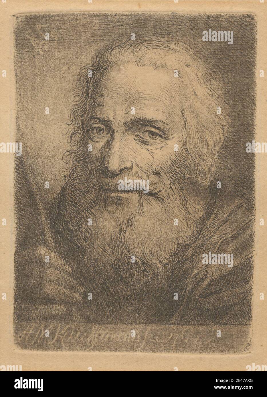 Angelica Kauffmann RA, 1741–1807, Svizzera, attiva in Gran Bretagna (1766–81), Bust of an Old Man, le Blanc 17. Incisione. Dominio pubblico Foto Stock