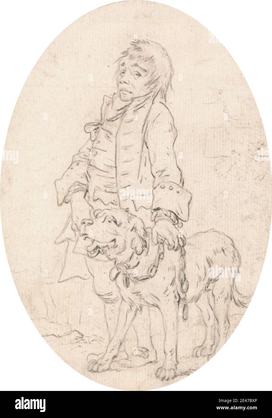 Philippe-Jacques de Loutherbourg, 1740–1812, francese, attivo in Gran Bretagna (dal 1771), Thomas Weston come Spy in Bates 'i candidati rivali', undated. Grafite su carta media, leggermente testurizzata, crema posata. Cane (animale) , tema letterario , uomo , spia , i candidati rivali, di H. Bate Dudley (1745-1824). Weston, Thomas (1737–1776), attore Foto Stock