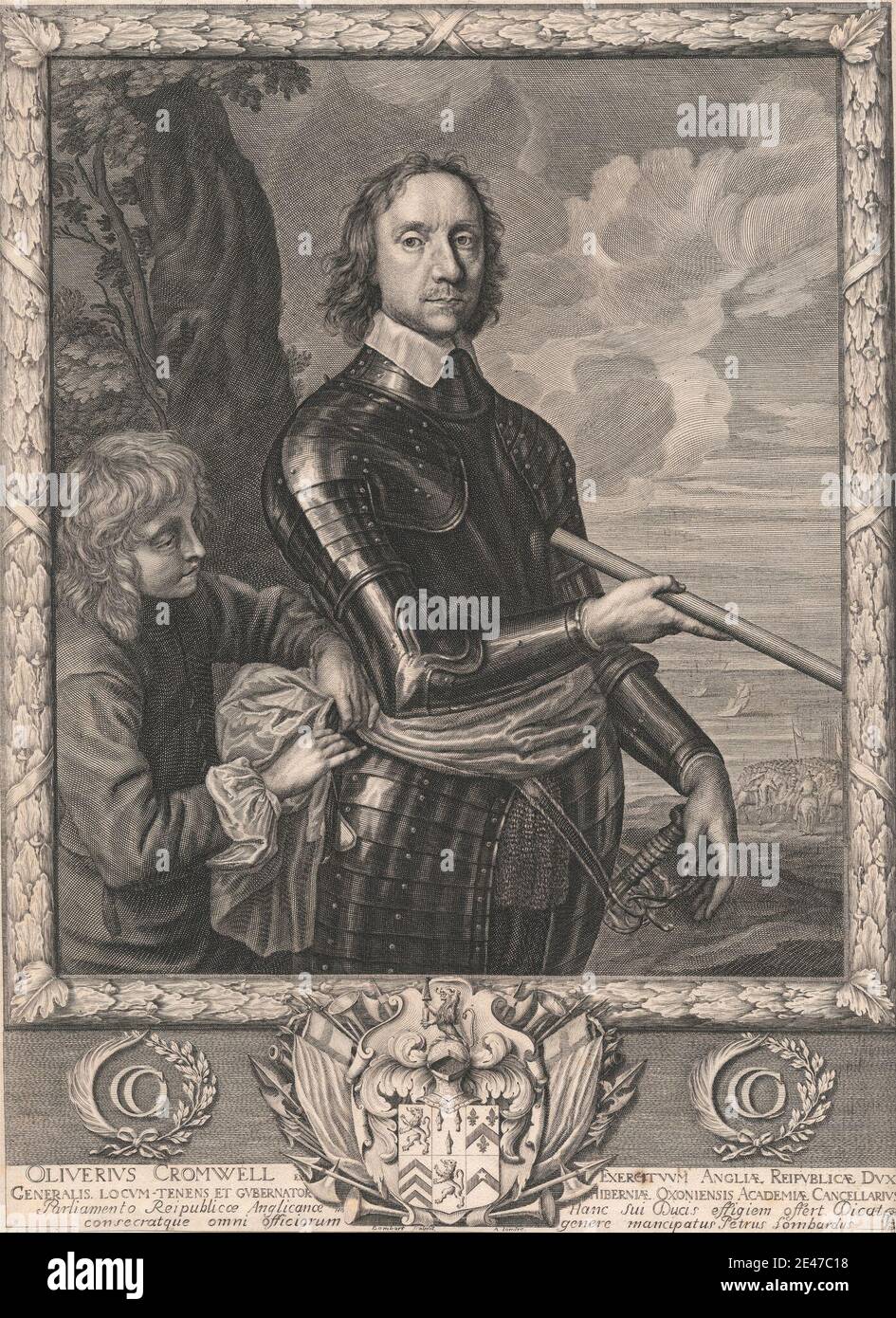 Pietro Lombardo, ca. 1613–1682, francese, Oliver Cromwell. Incisione. Dominio pubblico Foto Stock