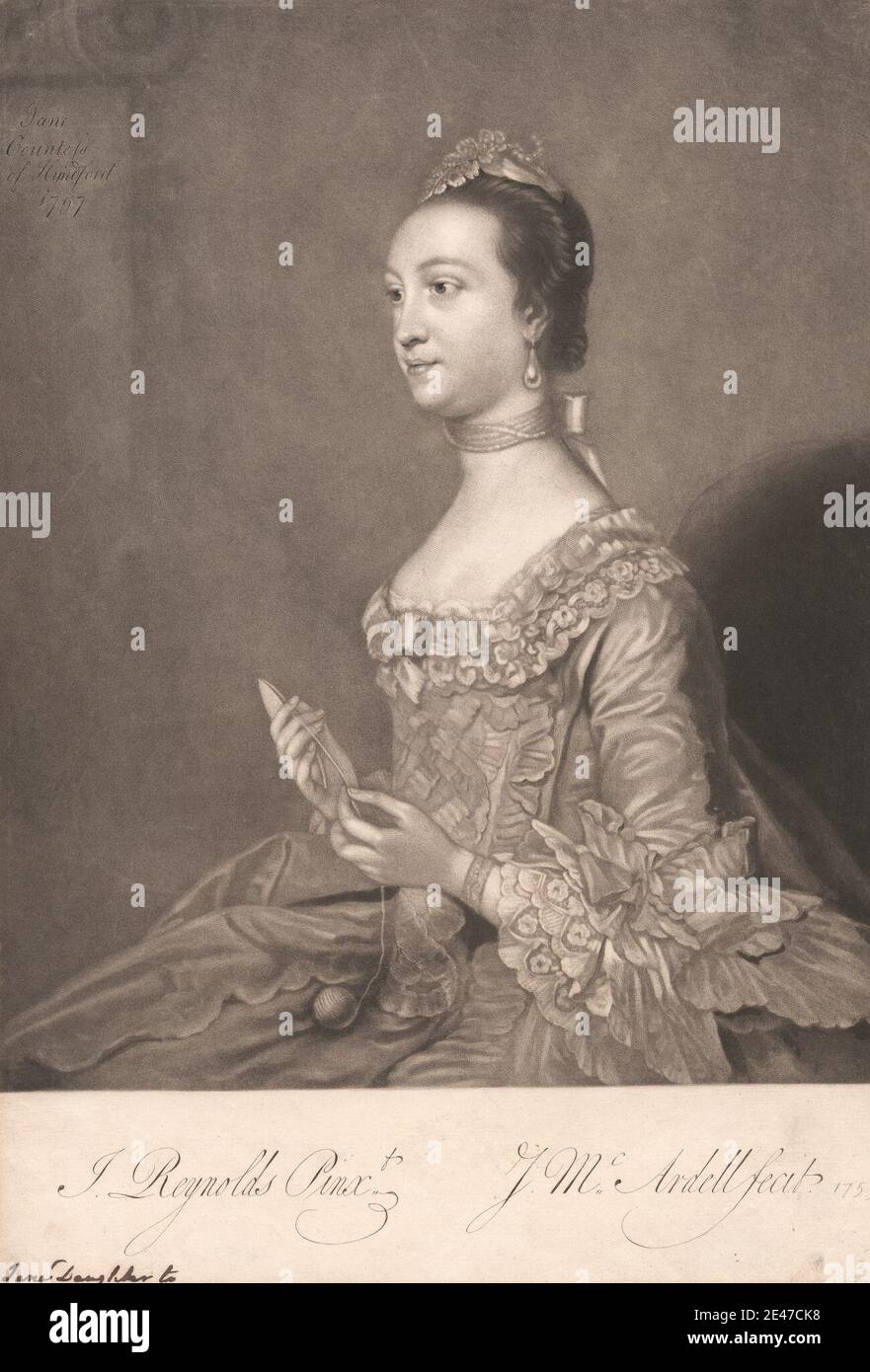 James McArdell, ca. 1729–1765, Irlandese, Jane Countess of Hyndford, 1757. Mezzotinta. Dominio pubblico Foto Stock