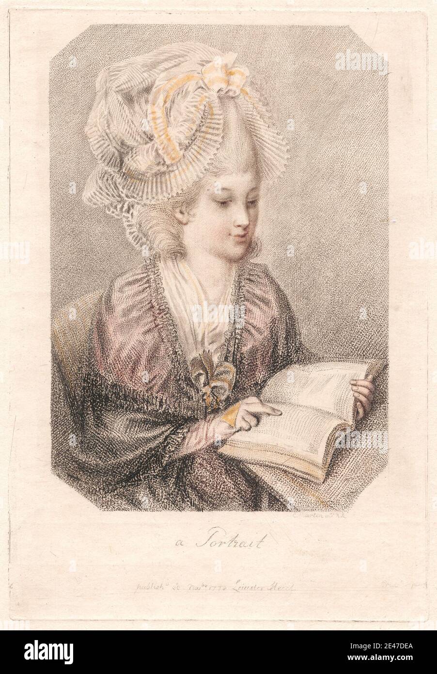 Elias Martin, 1739–1818, svedese, un ritratto (giovane donna che legge un libro), 1778. Dominio pubblico Foto Stock